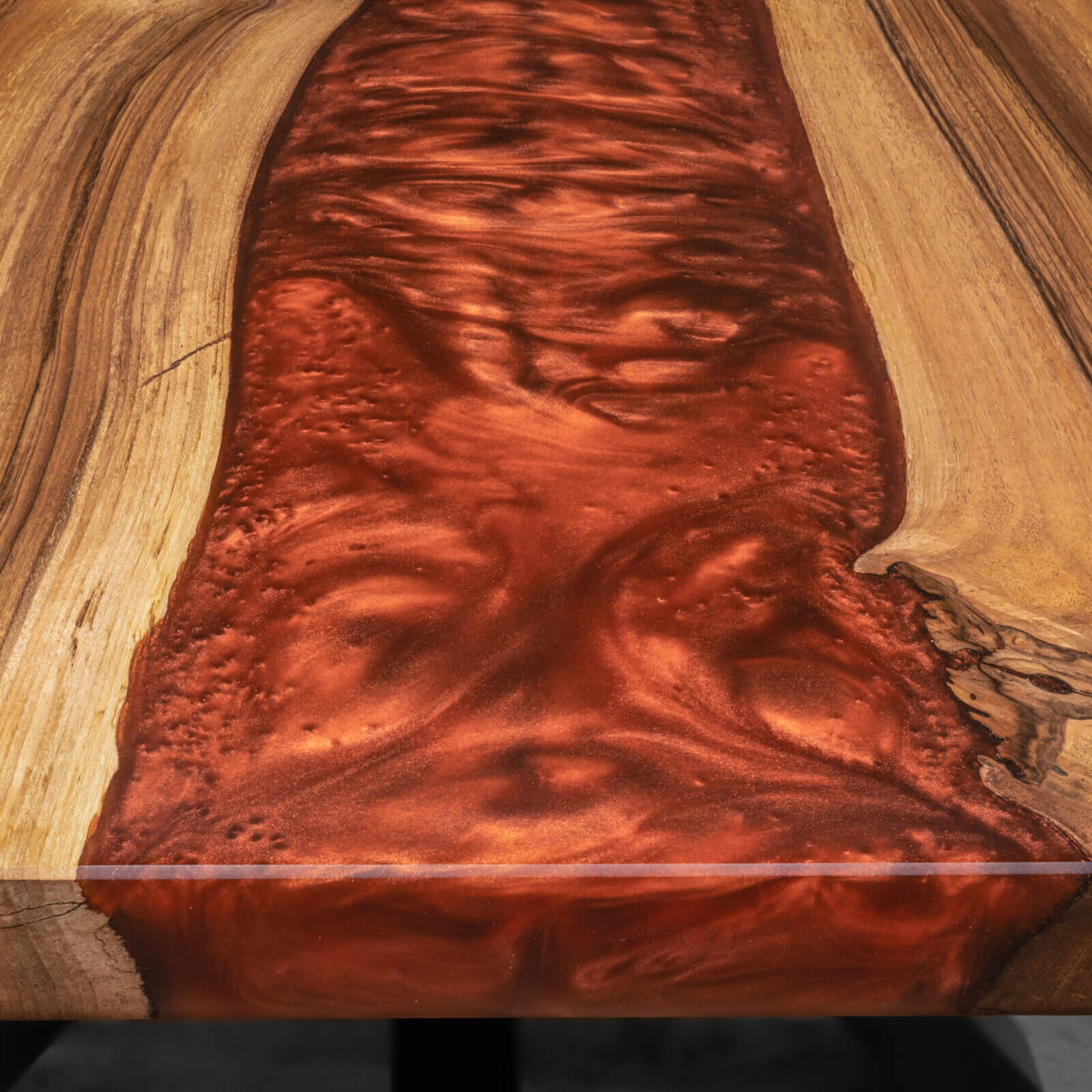 Custom Black Walnut Epoxy Resin River Table Red Resin BZT-93 - image 8 | ThawHome