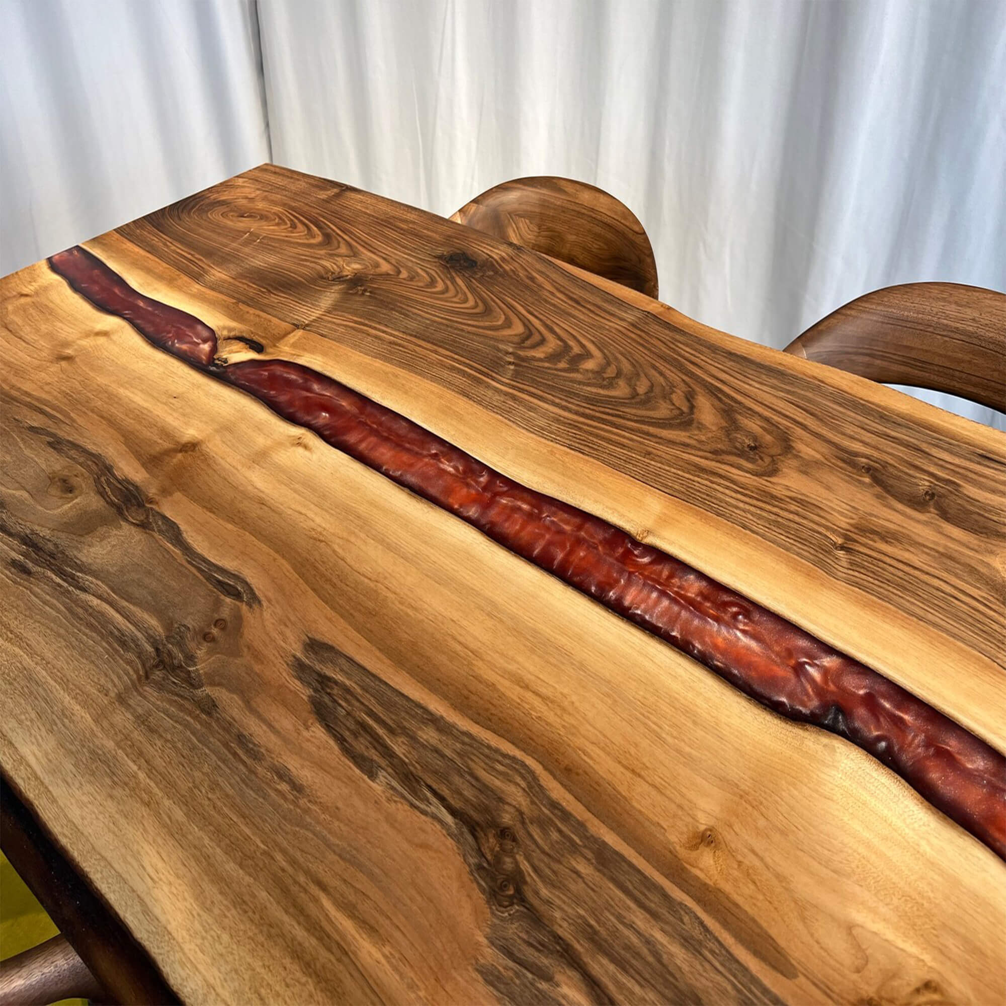 Custom Black Walnut Epoxy Resin River Table Red Resin ZRT-46 - image 6 | ThawHome