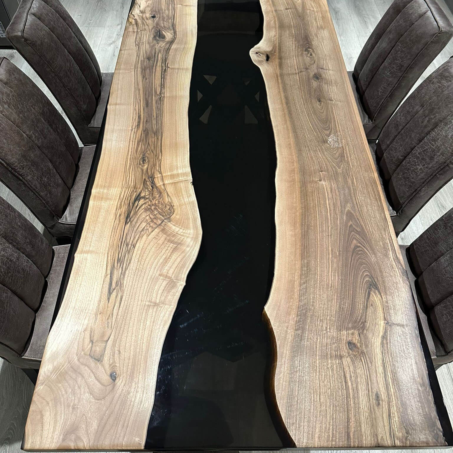 Custom Black Walnut Epoxy Resin River Table Smoked Black ERX-58 - image 6 | ThawHome