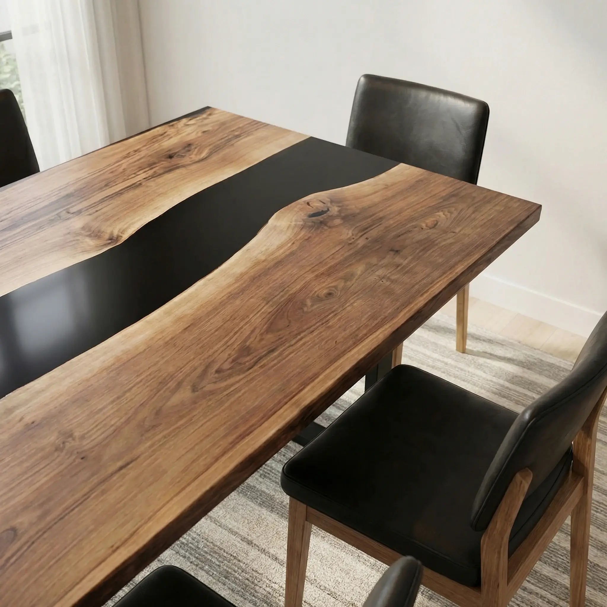 Custom Black Walnut Epoxy Resin River Table Smoked Black ERX-58 - image 4 | ThawHome