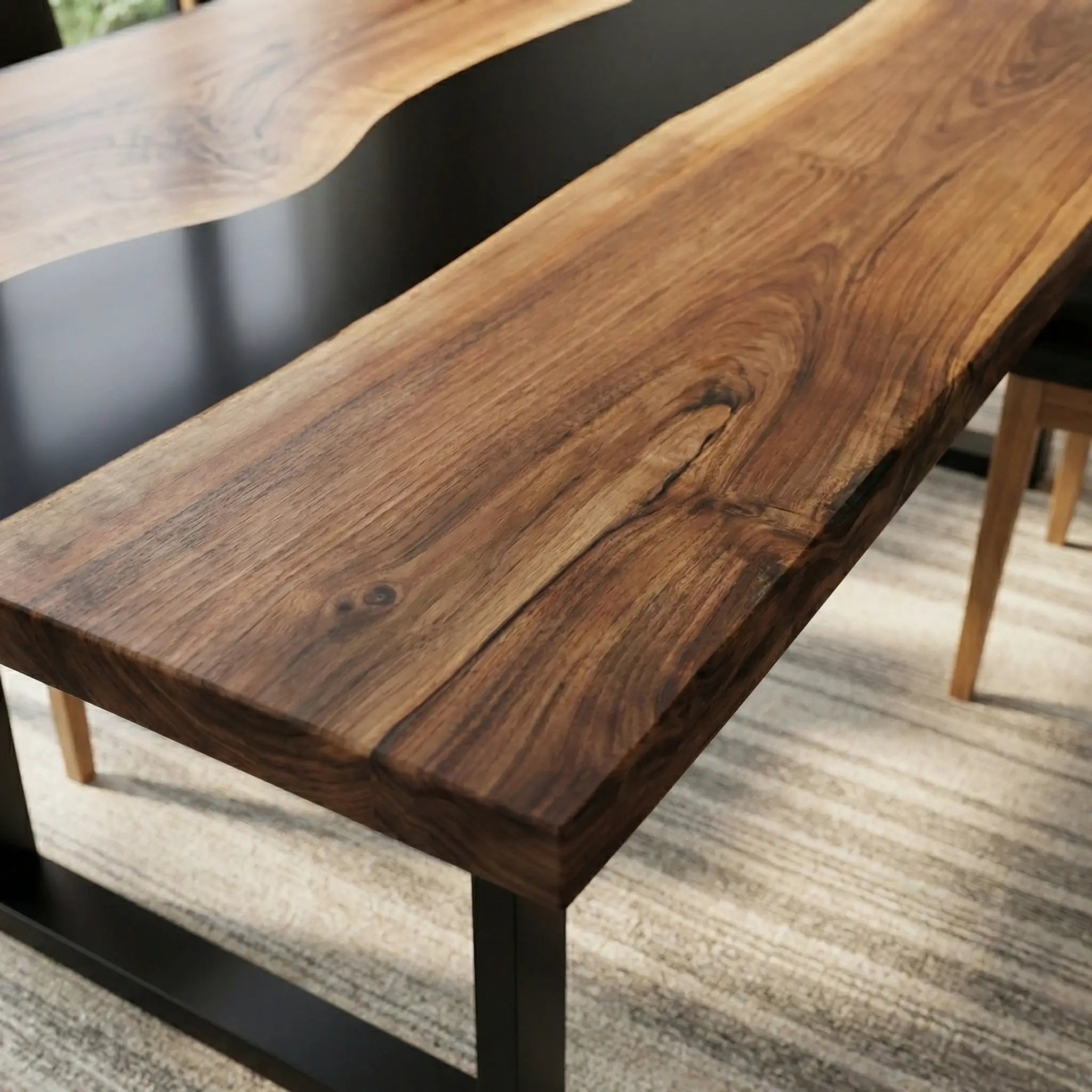 Custom Black Walnut Epoxy Resin River Table Smoked Black ERX-58 - image 5 | ThawHome
