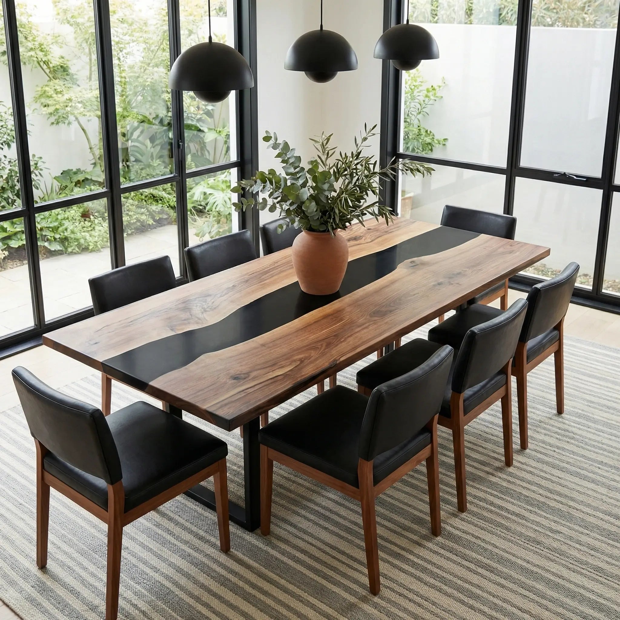 Custom Black Walnut Epoxy Resin River Table Smoked Black ERX-58 - image 1 | ThawHome