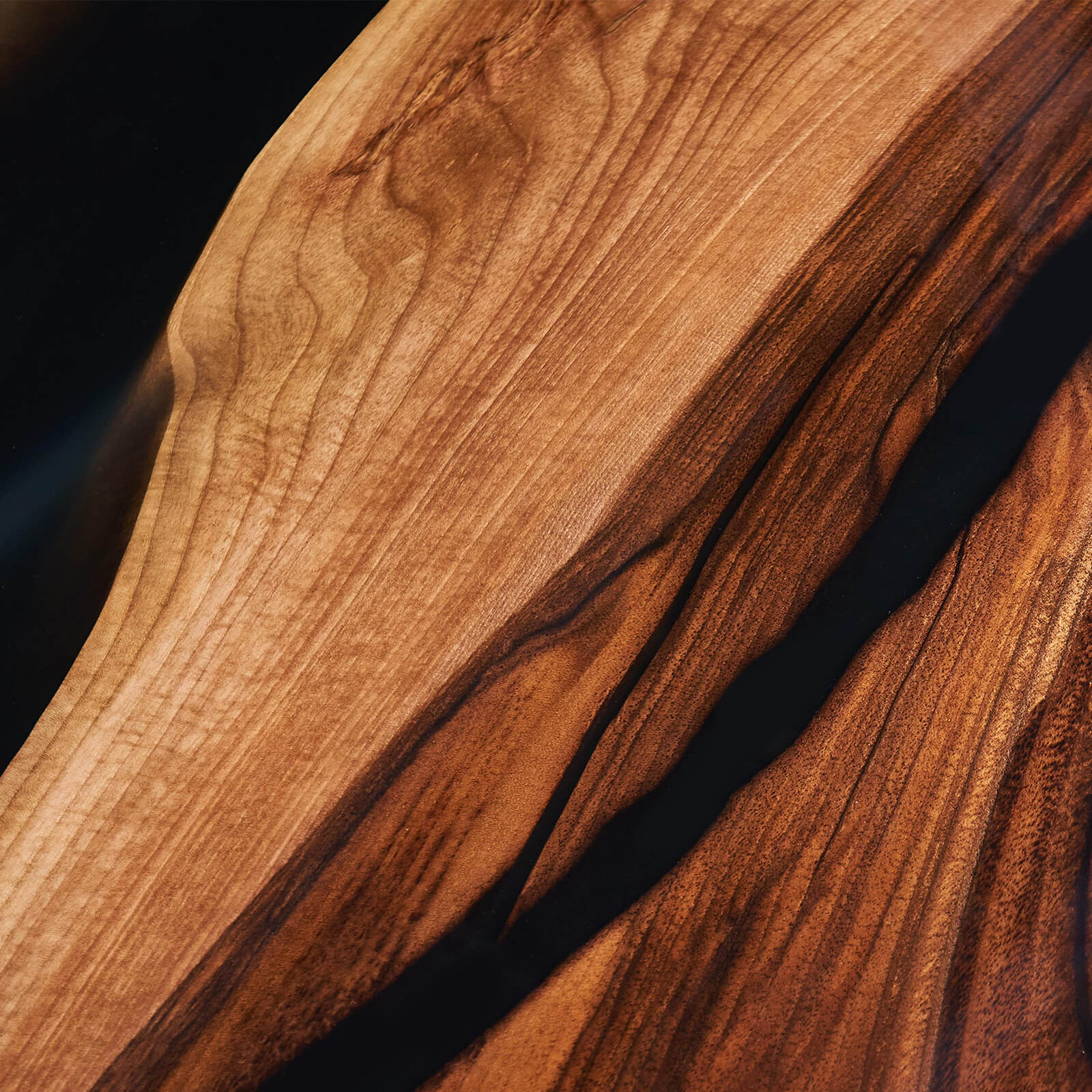Custom Black Walnut Epoxy Resin Round Coffee Table Black Resin