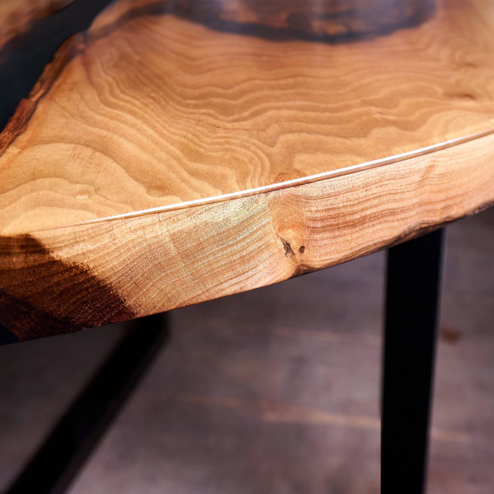 Custom Black Walnut Epoxy Resin Round Coffee Table Black Resin