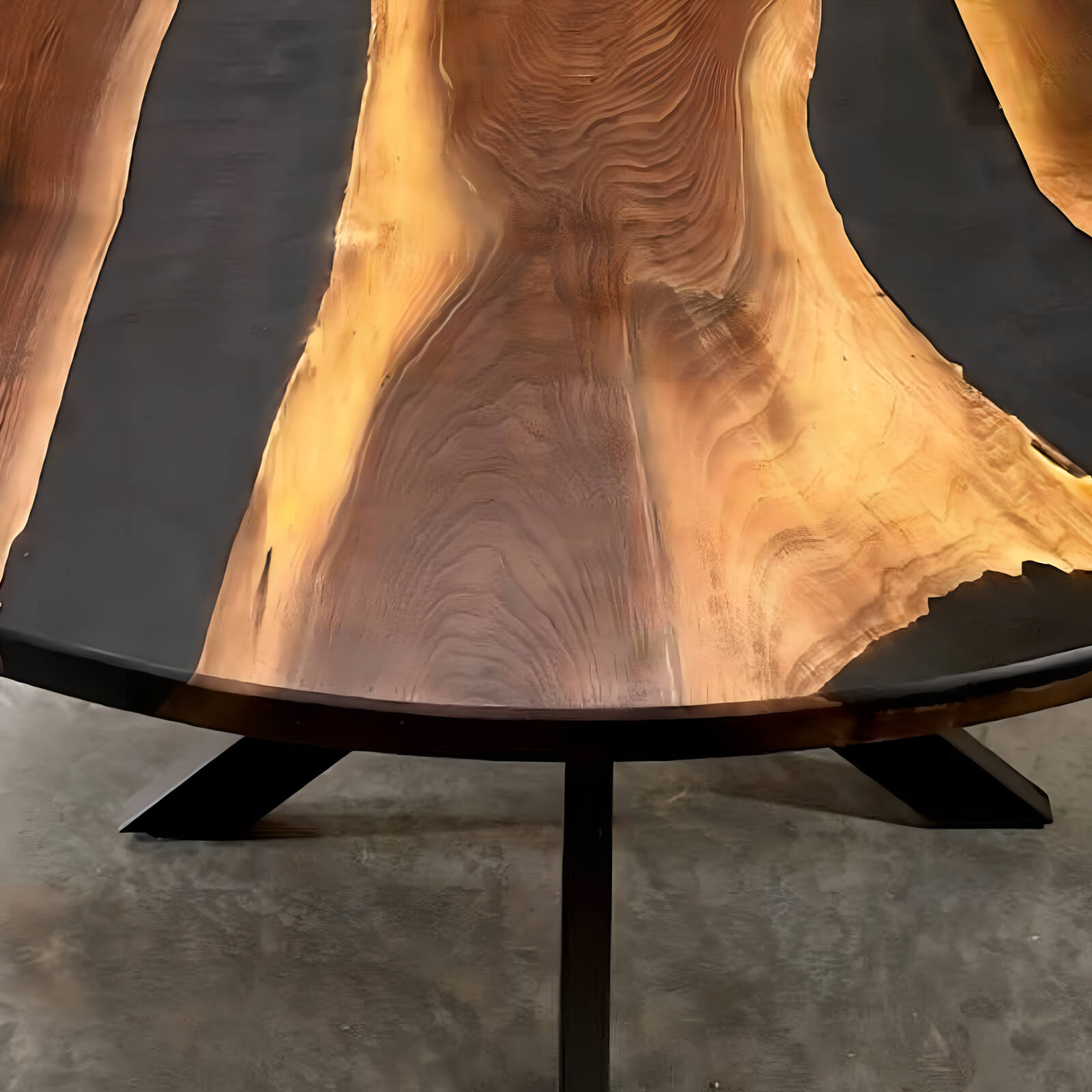Custom Black Walnut Epoxy Resin Round Coffee Table Black Resin