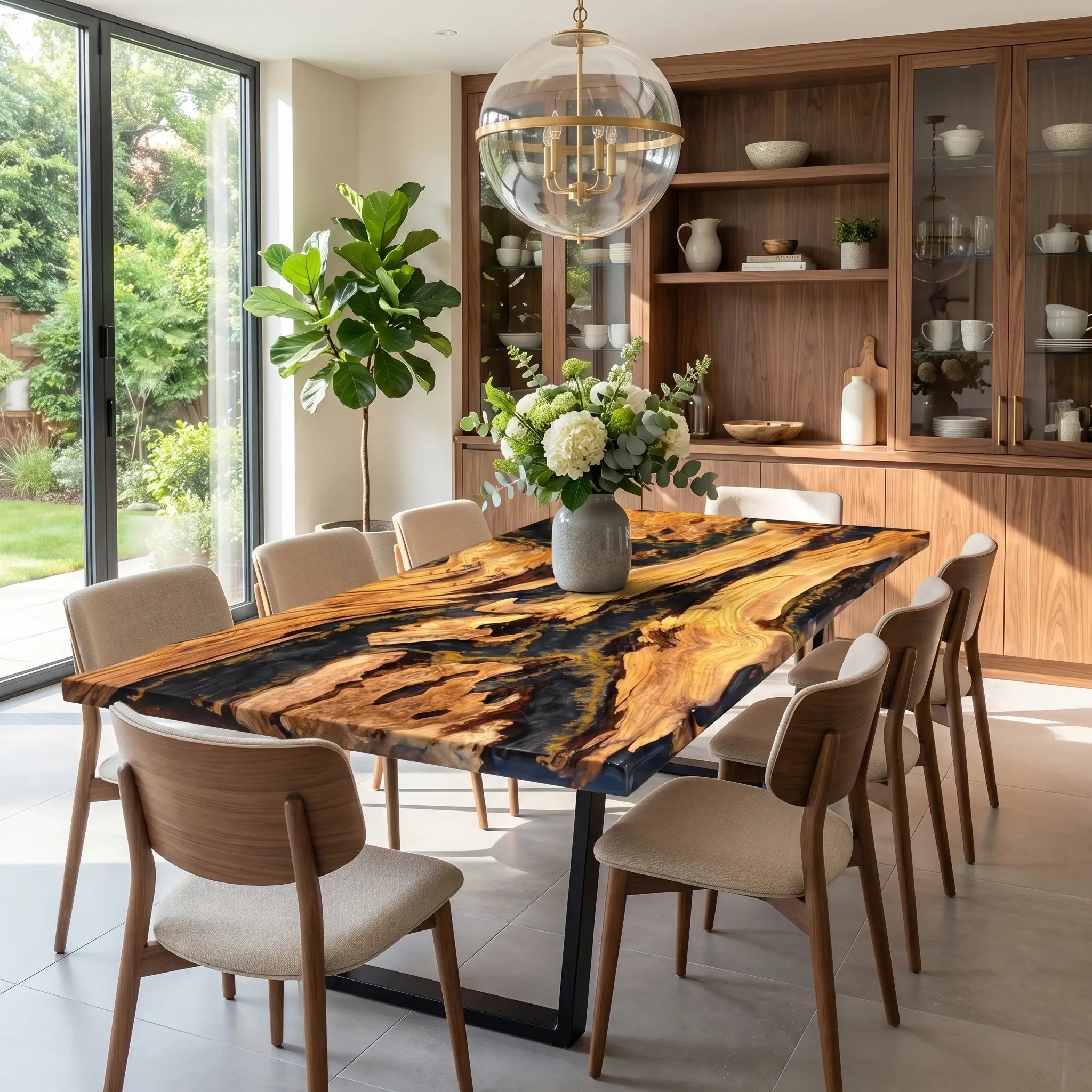 Custom Olive Epoxy Resin River Table Black Gold ERT-47 - image 3 | ThawHome