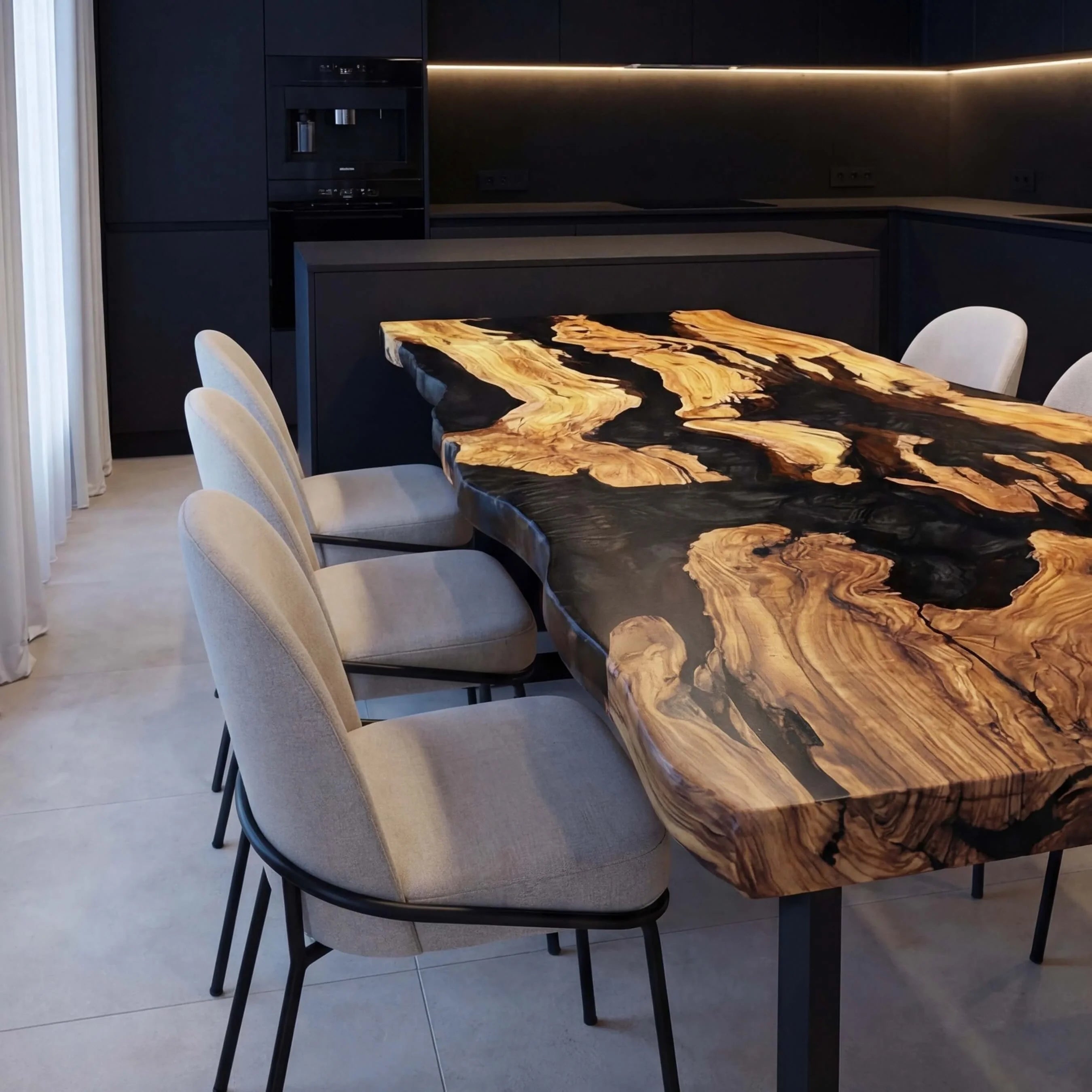 Custom Olive Epoxy Resin River Table Black Pearl RRT-45 - image 4 | ThawHome