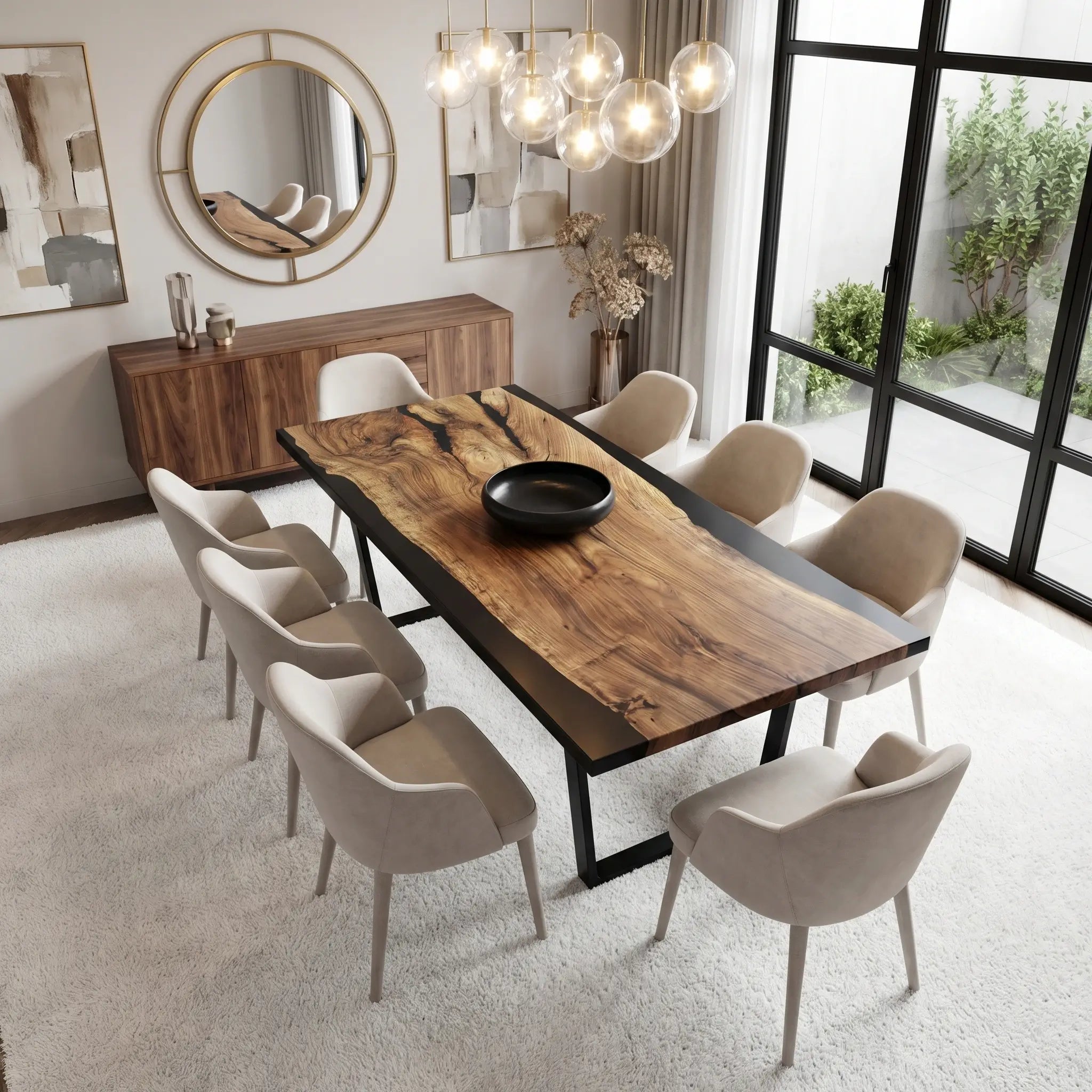 Custom Olive Epoxy Resin River Table Black Resin ERT-57 - image 1 | ThawHome