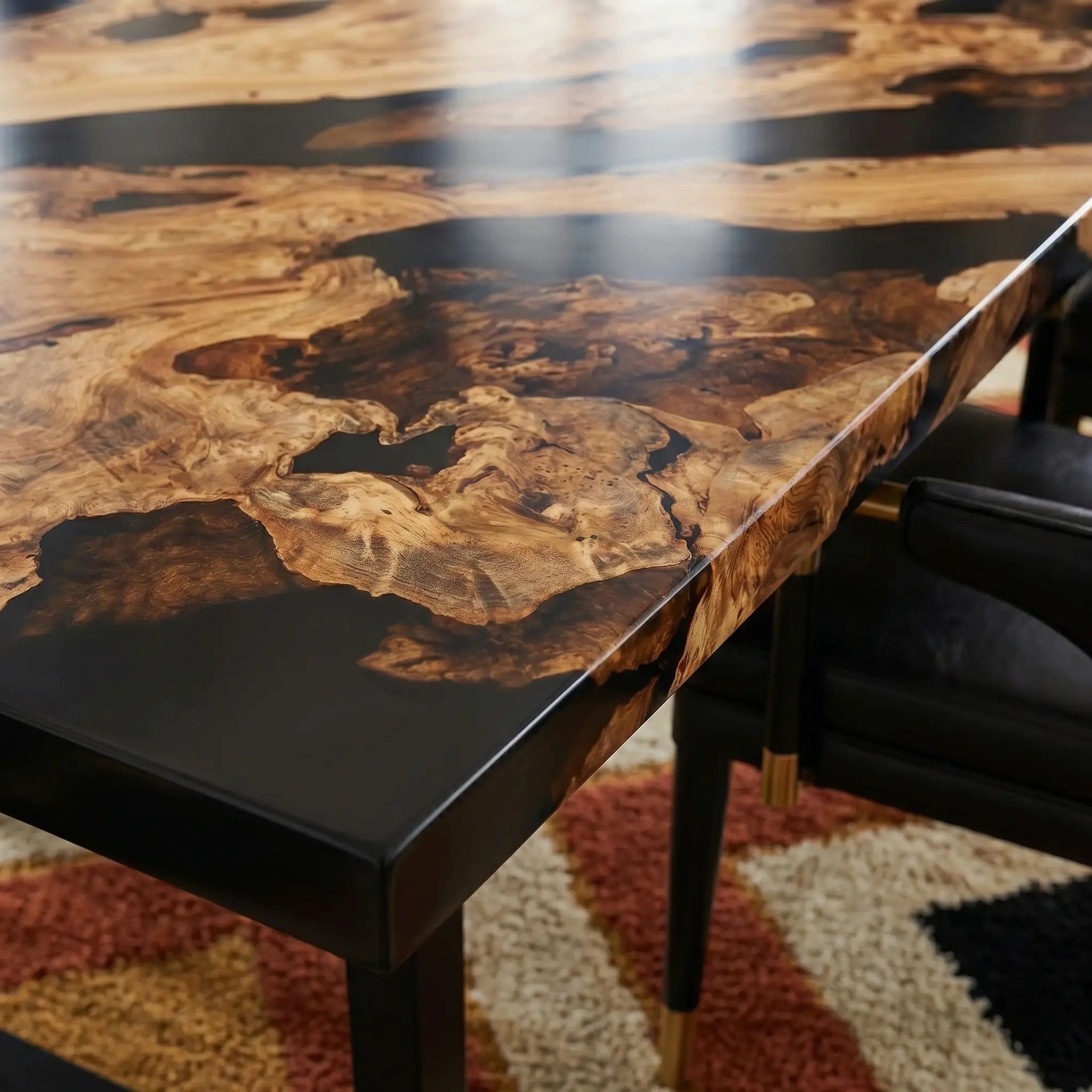 Custom Olive Epoxy Resin River Table Black Resin ERT-92 - image 4 | ThawHome