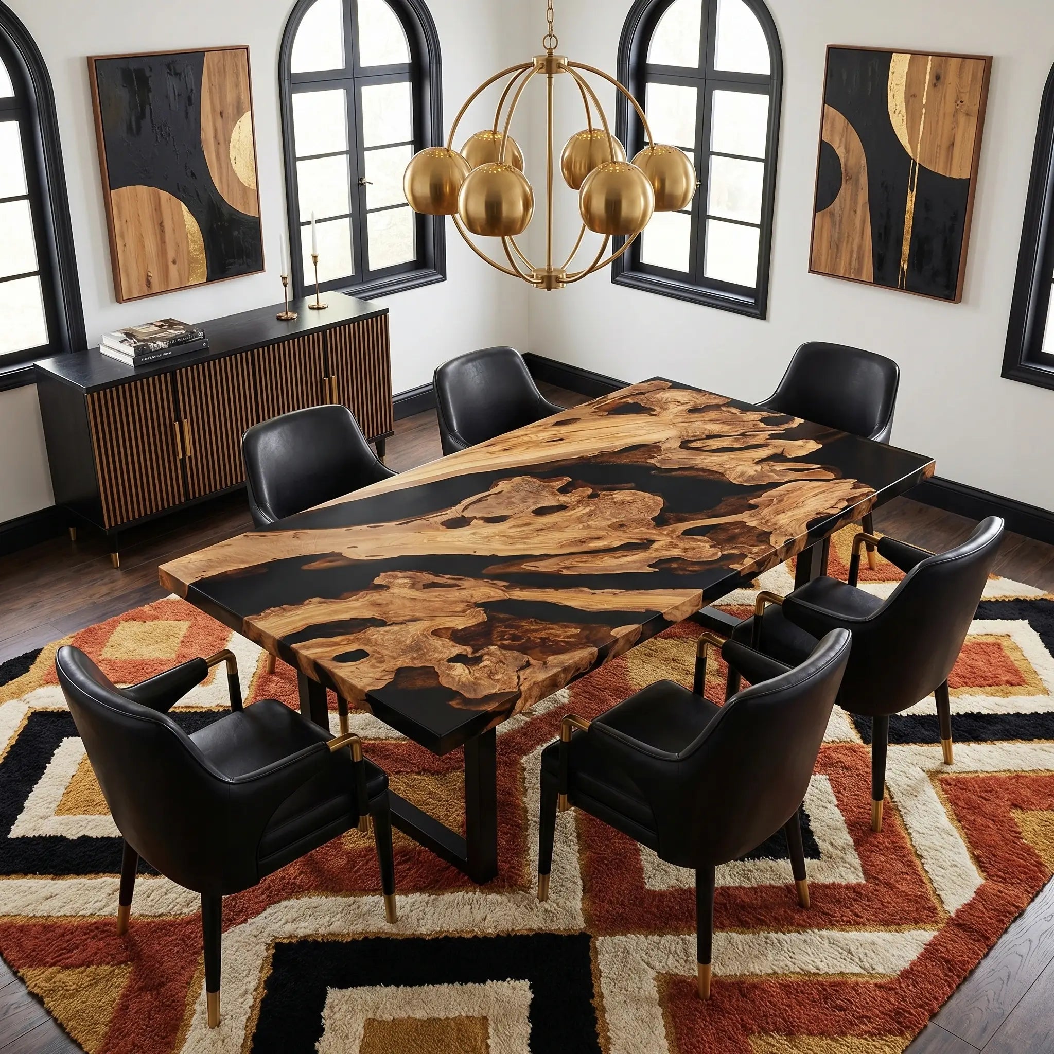 Custom Olive Epoxy Resin River Table Black Resin ERT-92 - image 2 | ThawHome
