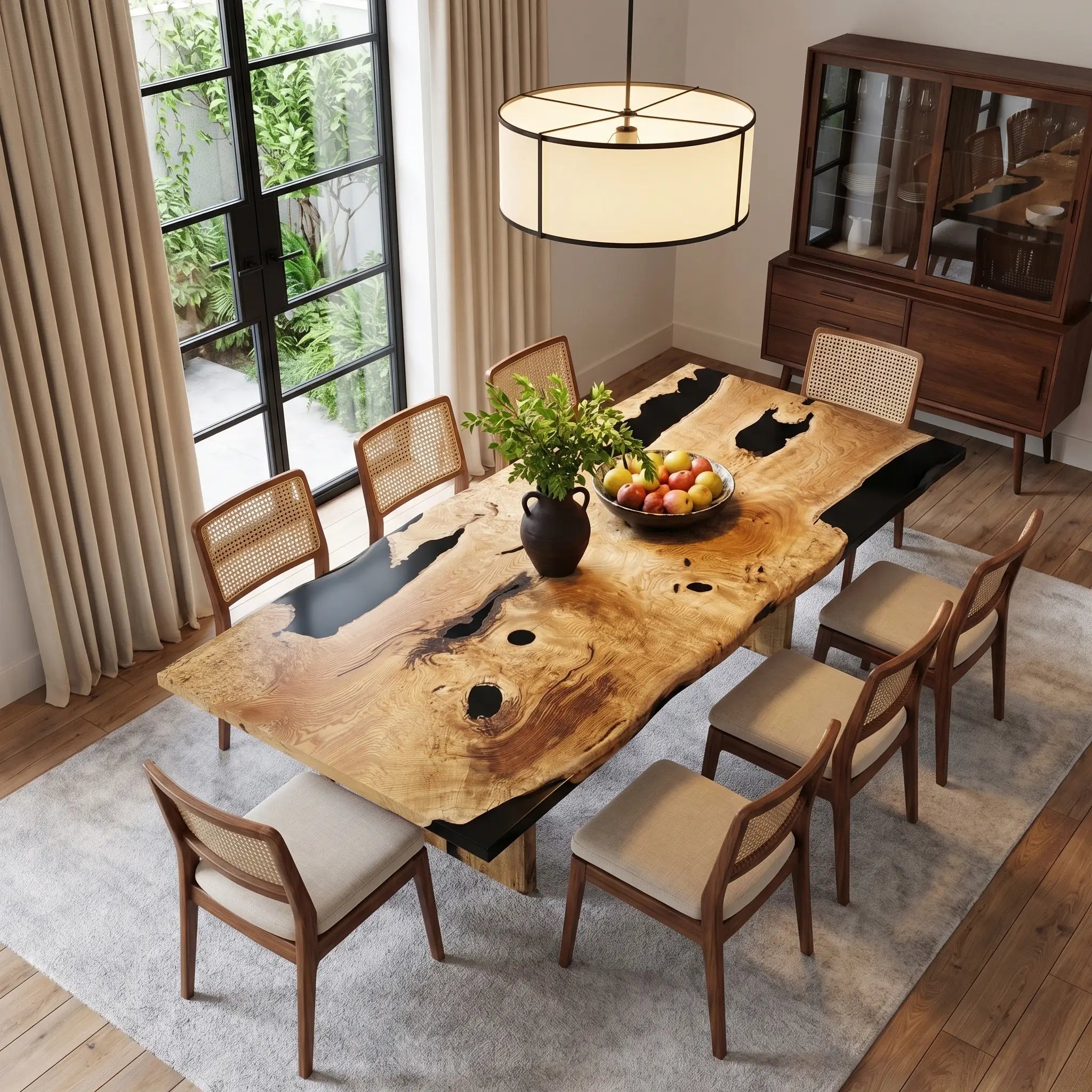 Custom Olive Epoxy Resin River Table Black Resin JRT-57 - image 1 | ThawHome