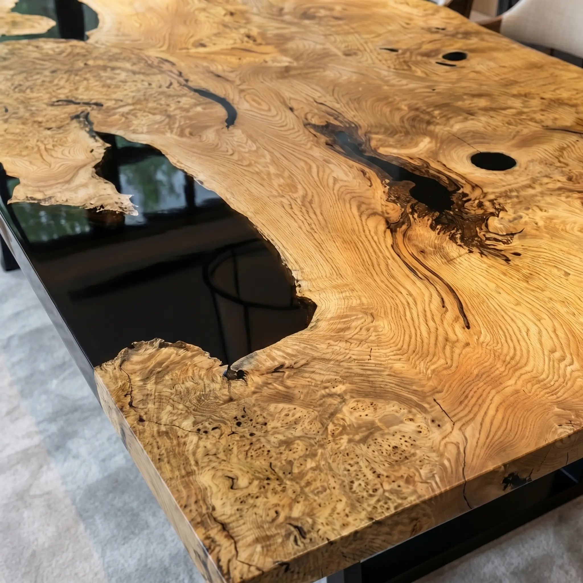 Custom Olive Epoxy Resin River Table Black Resin JRT-57 - image 5 | ThawHome
