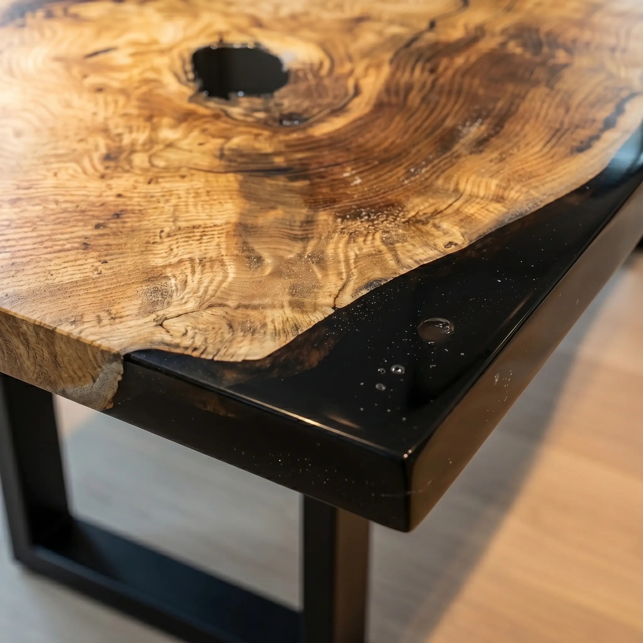 Custom Olive Epoxy Resin River Table Black Resin JRT-57 - image 6 | ThawHome