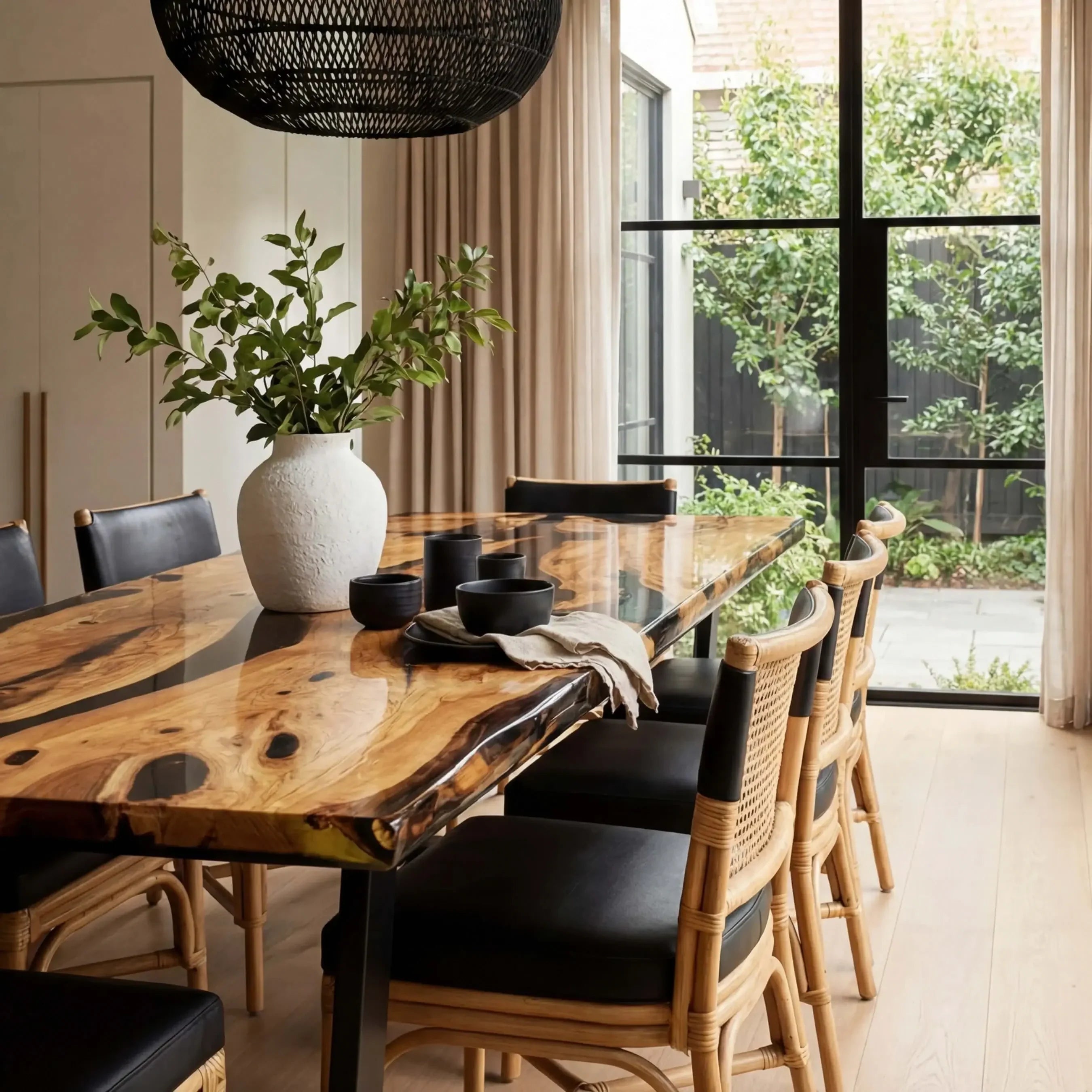 Custom Olive Epoxy Resin River Table Black Resin ORT-32 - image 5 | ThawHome