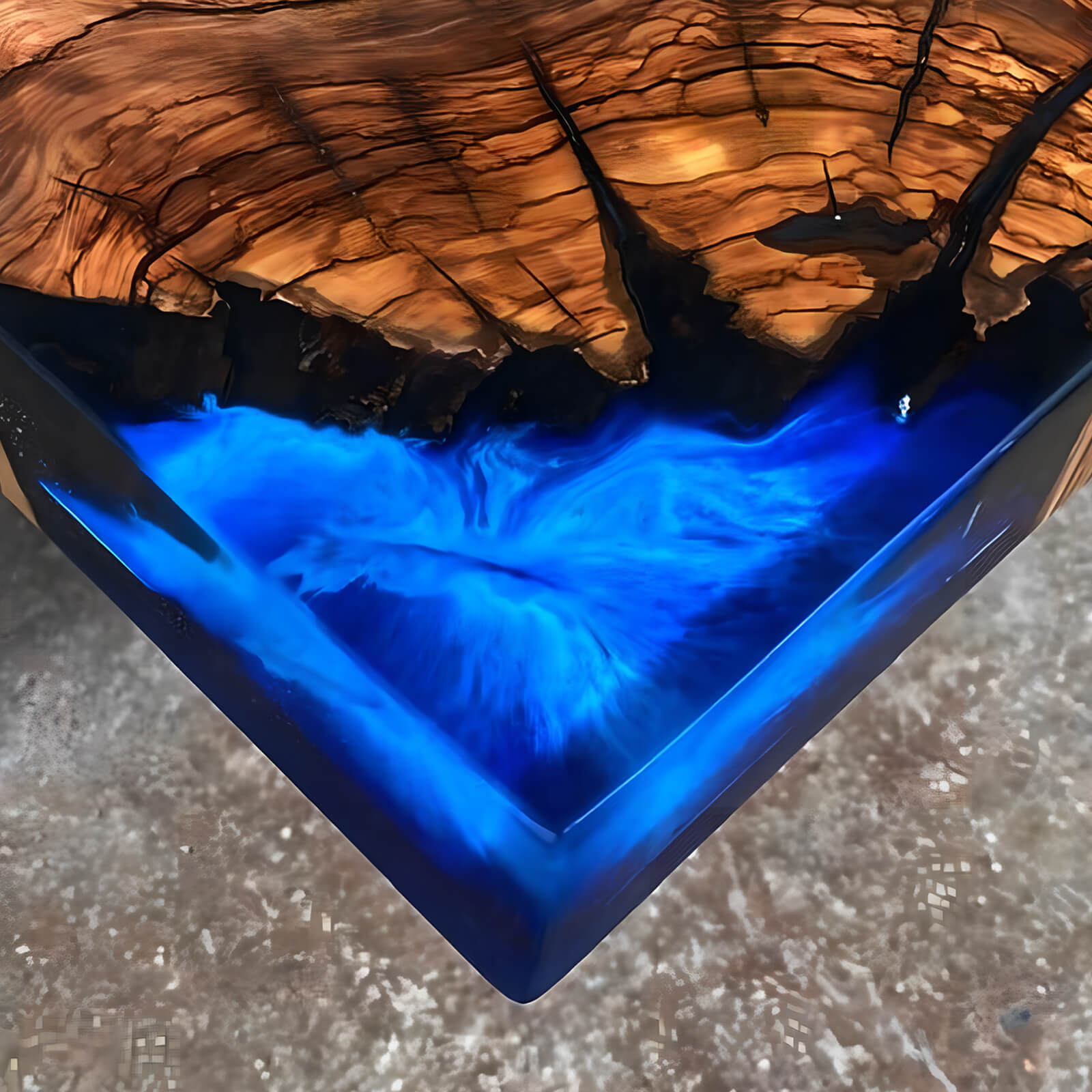 Custom Olive Epoxy Resin River Table Blue Waves ERT-56 - image 7 | ThawHome