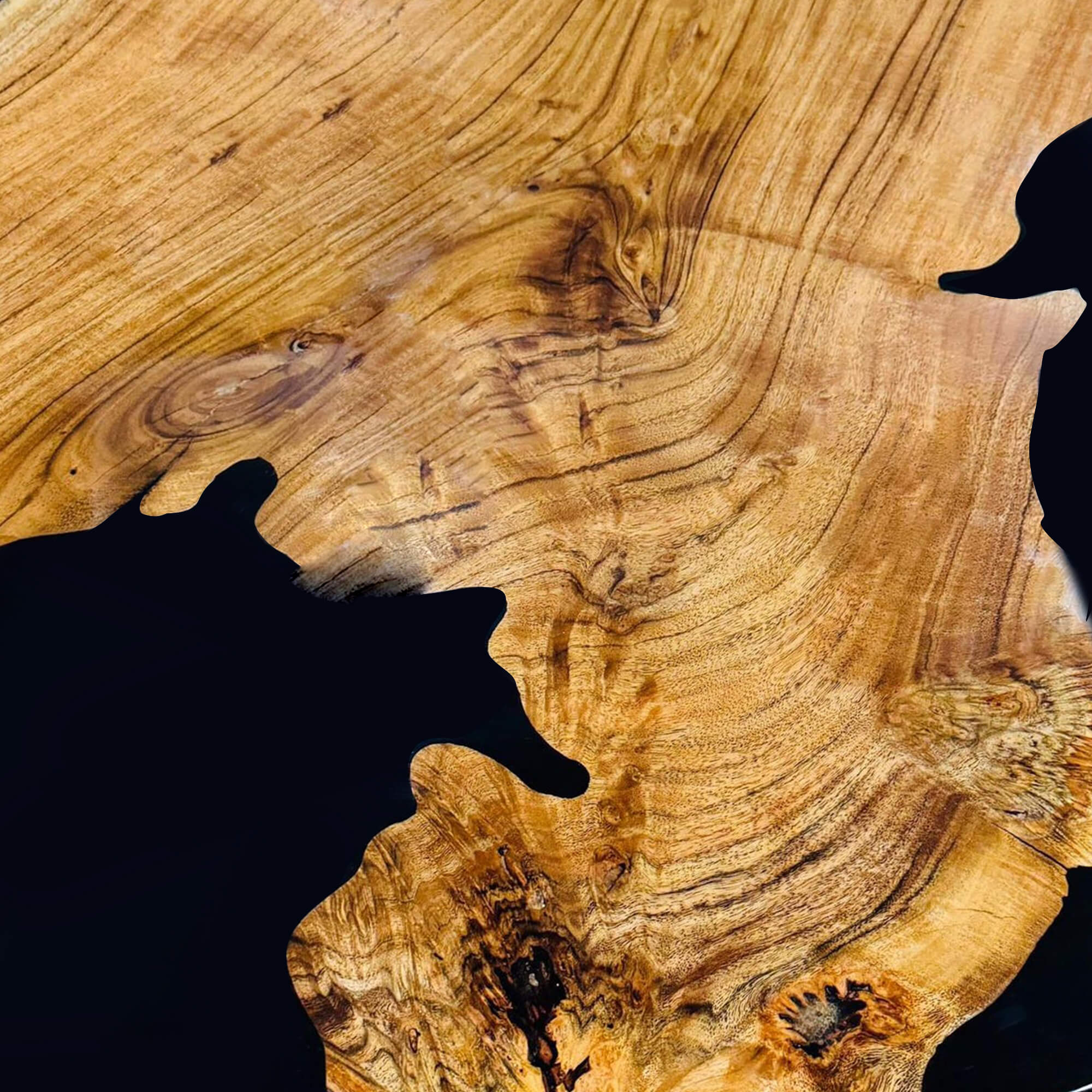 Custom Olive Epoxy Resin Round Coffee Table Black Resin