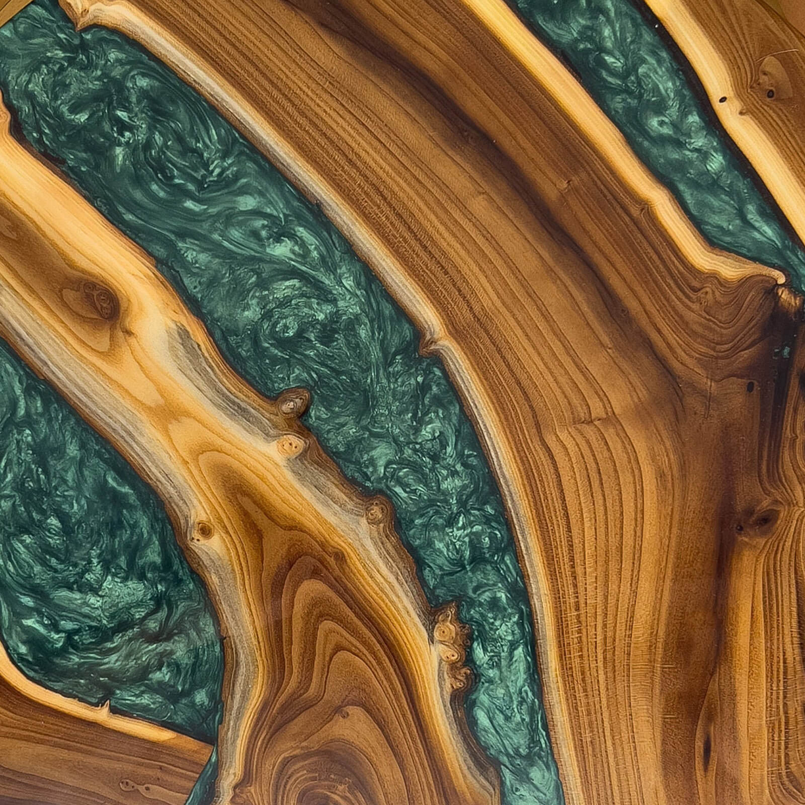 Custom Olive Epoxy Resin Round Coffee Table Green Resin