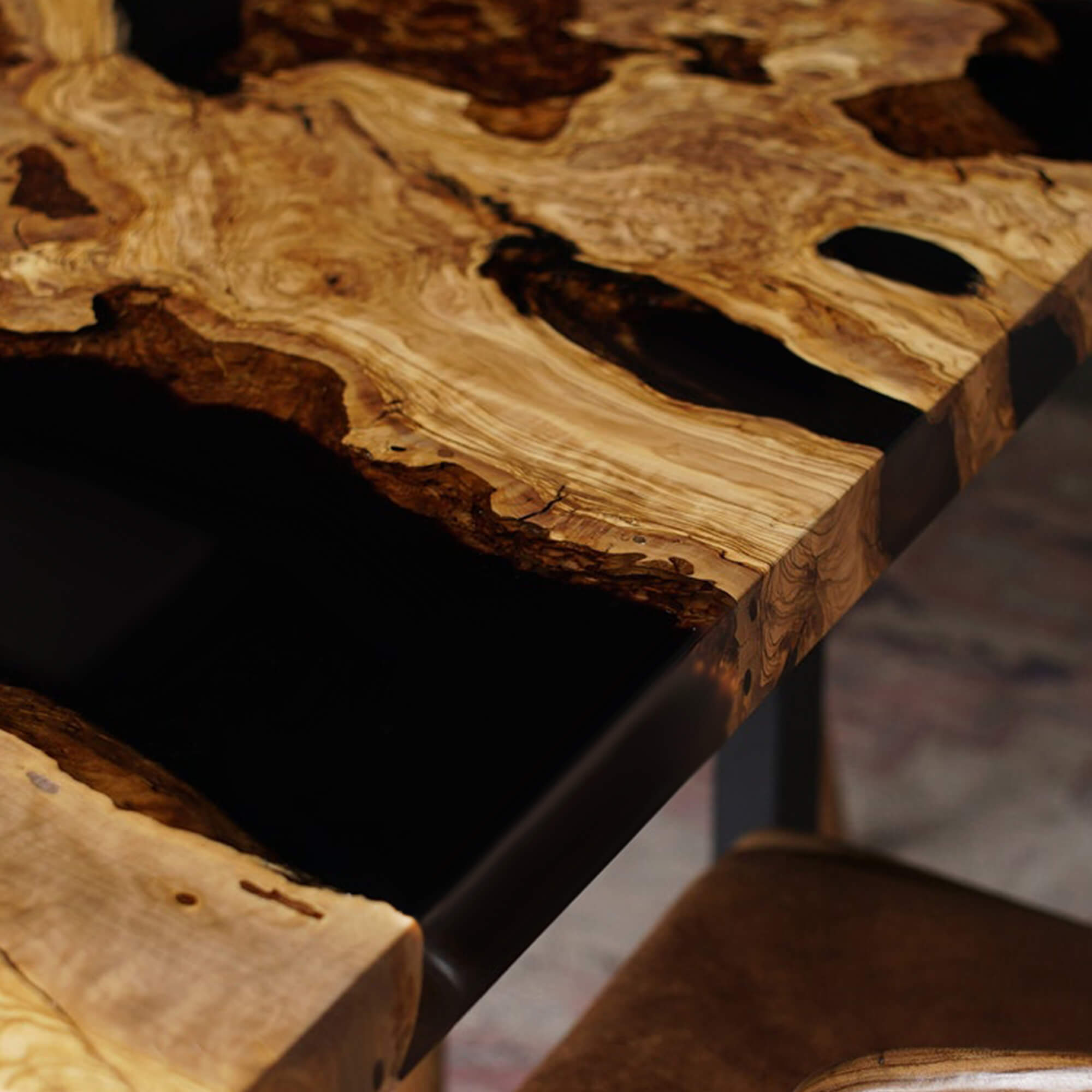 Custom Olive Epoxy Resin River Table Black Resin ERT-92 - image 7 | ThawHome