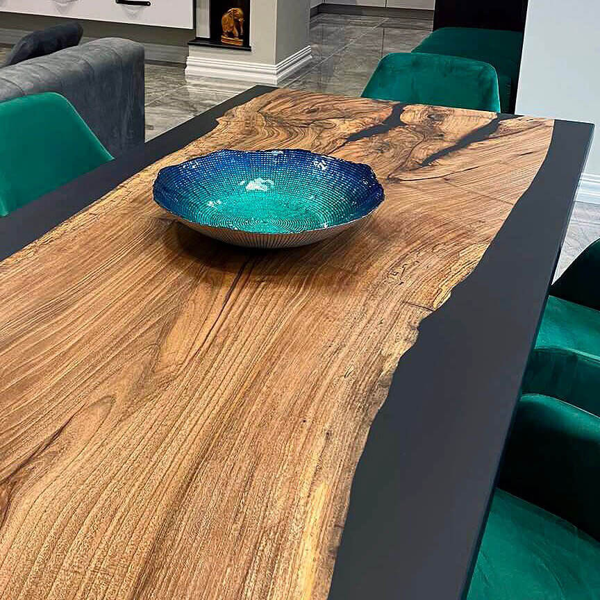 Custom Olive Epoxy Resin River Table Black Resin ERT-57 - image 6 | ThawHome
