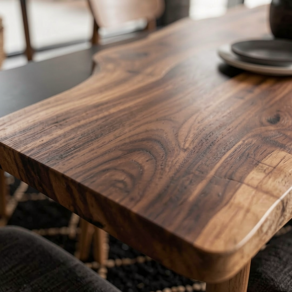 Custom Premium Rectangular Black Walnut Black Epoxy River Dining Table image 5