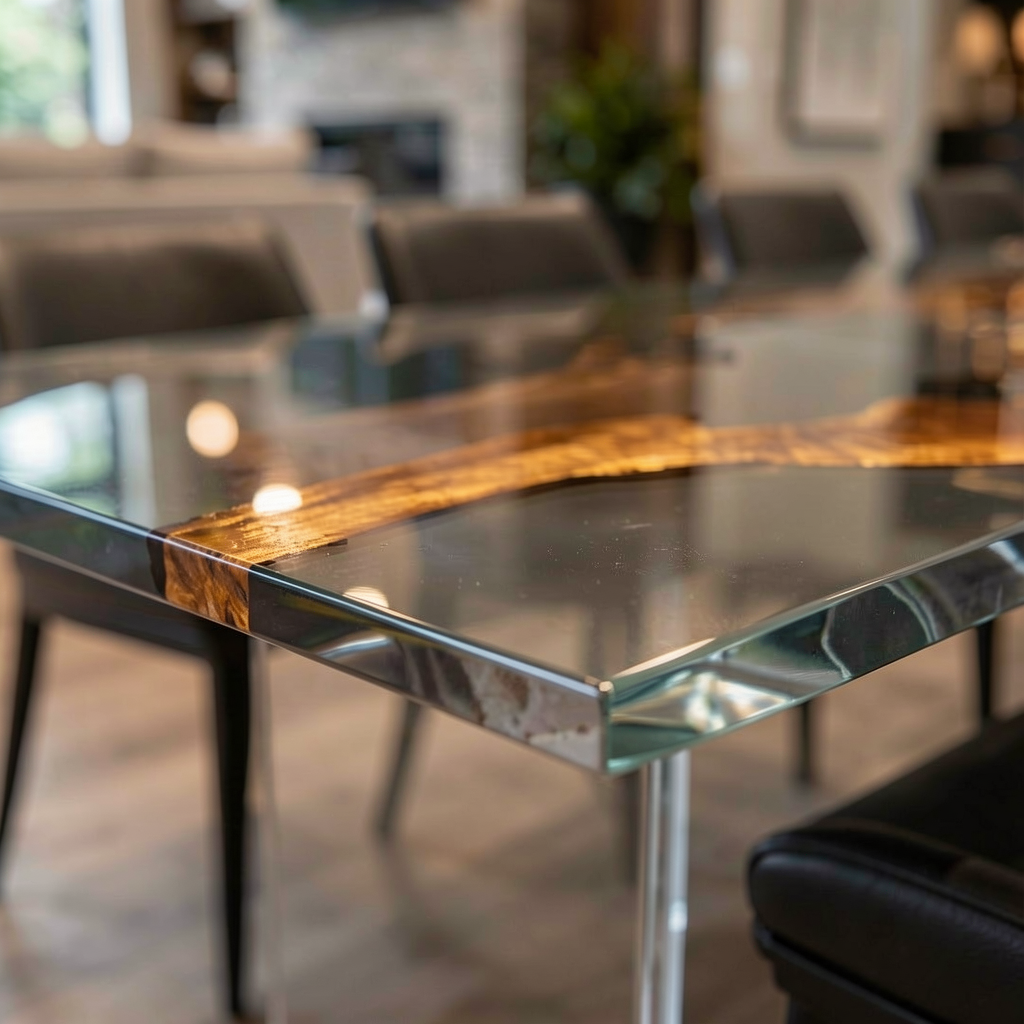 Black Walnut Wood with Black Transparent Epoxy Resin Dining Table 39.4"W x 137.8"L Thickness 2.4"