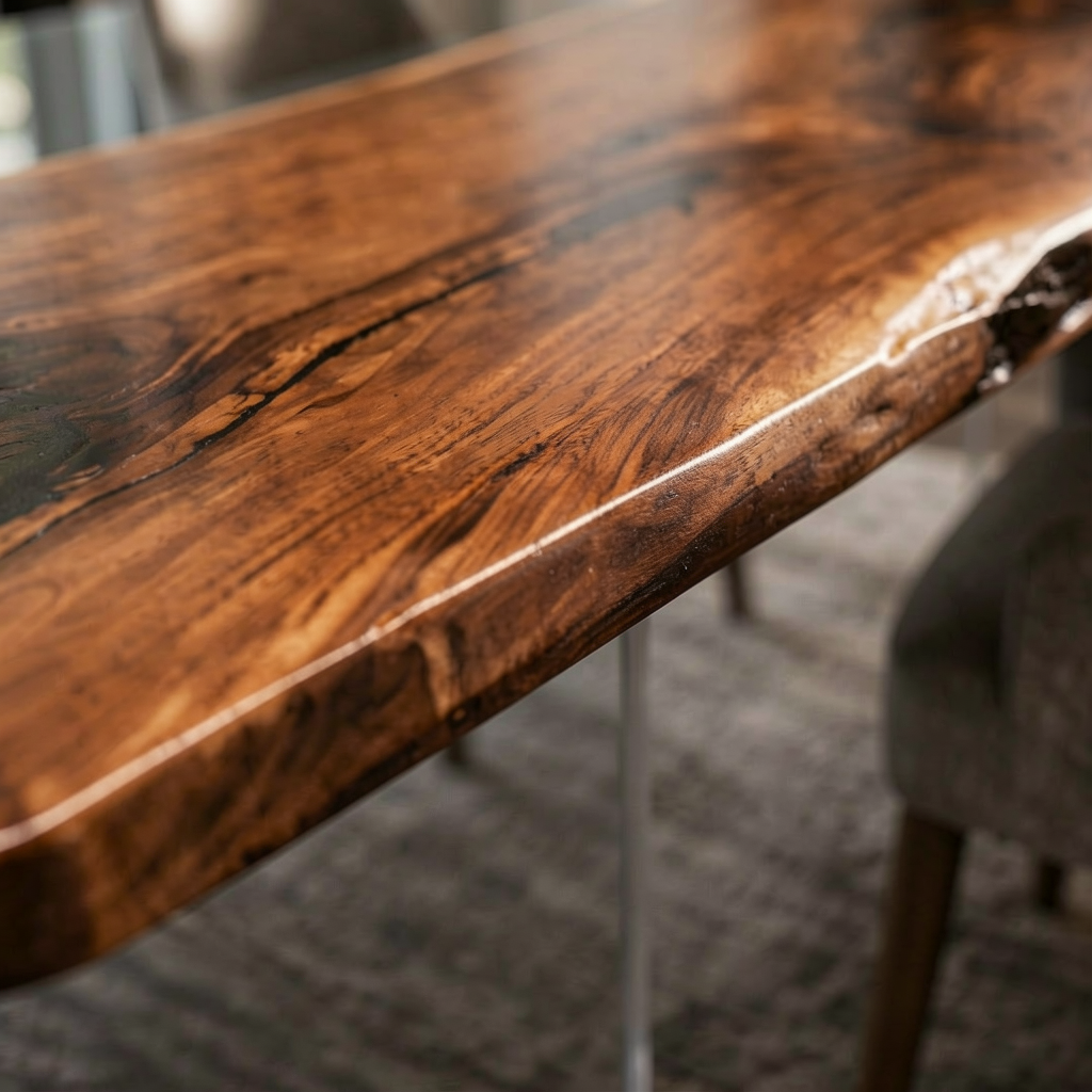 Black Walnut Wood with Black Transparent Epoxy Resin Dining Table 39.4"W x 94.5"L Thickness 2.4"