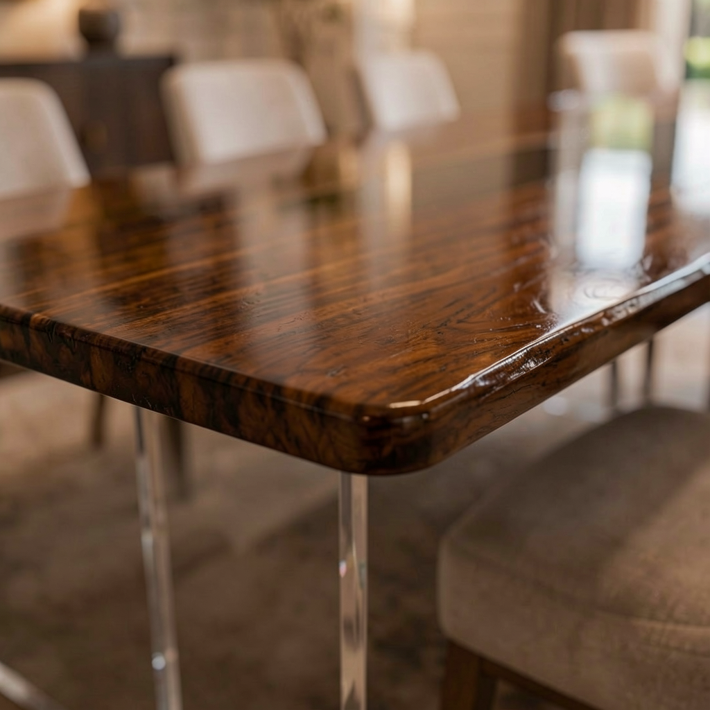 Black Walnut Wood with Transparent Epoxy Resin Dining Table 31.5"W x 78.7"L Thickness 2.0"