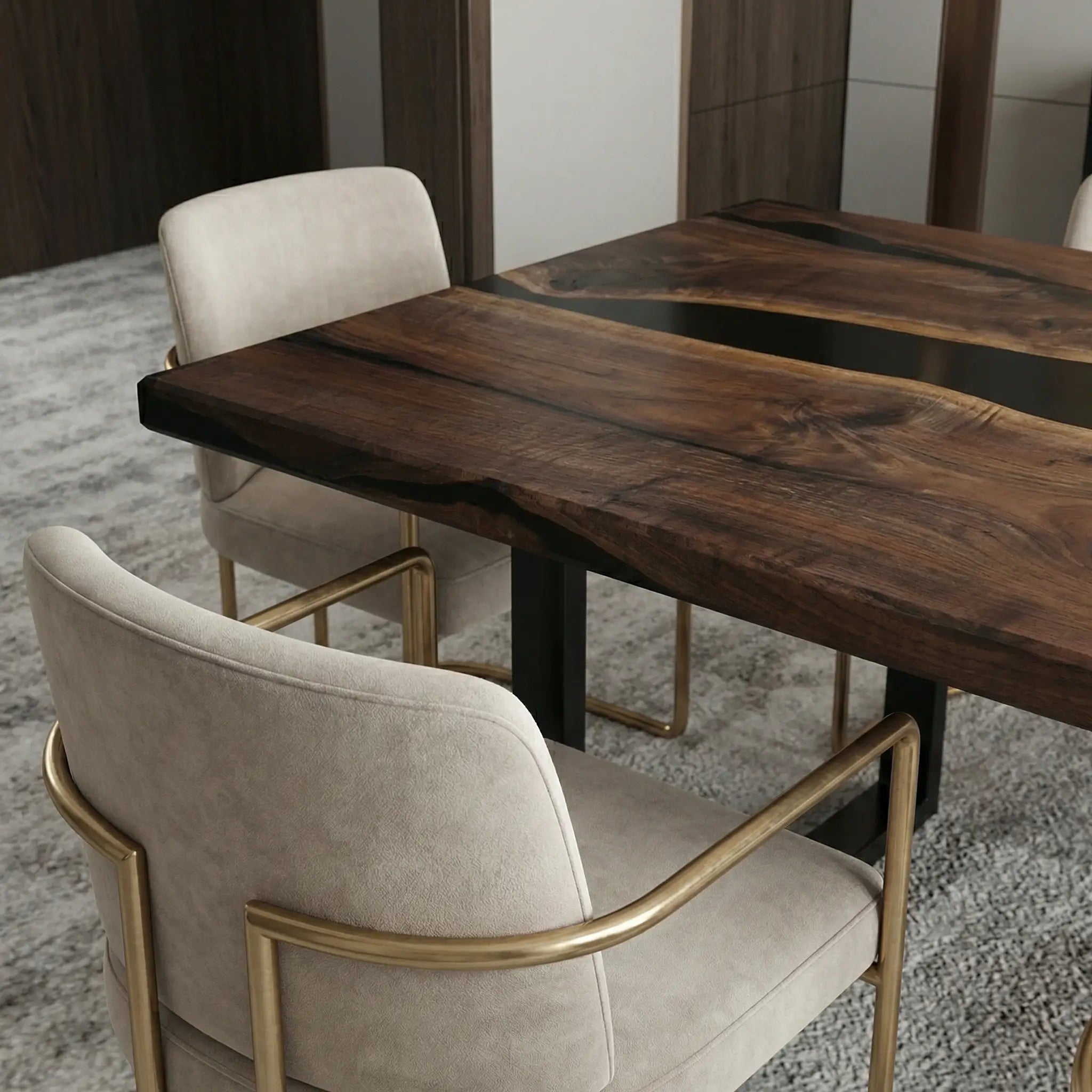 Custom Black Walnut Epoxy Resin River Table Black Resin QRT-75 - image 6 | ThawHome