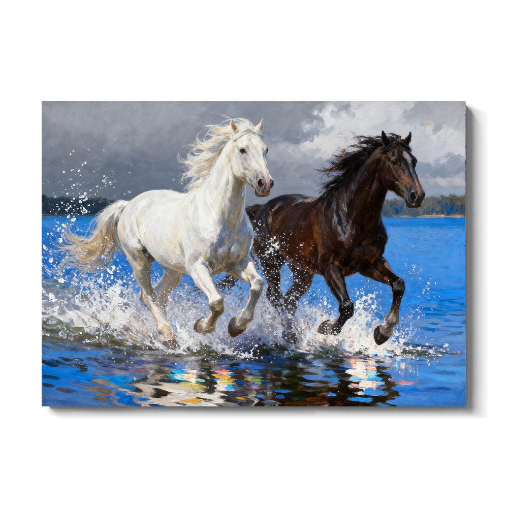 Riverlight Pair horse wall art, front view on a white background.