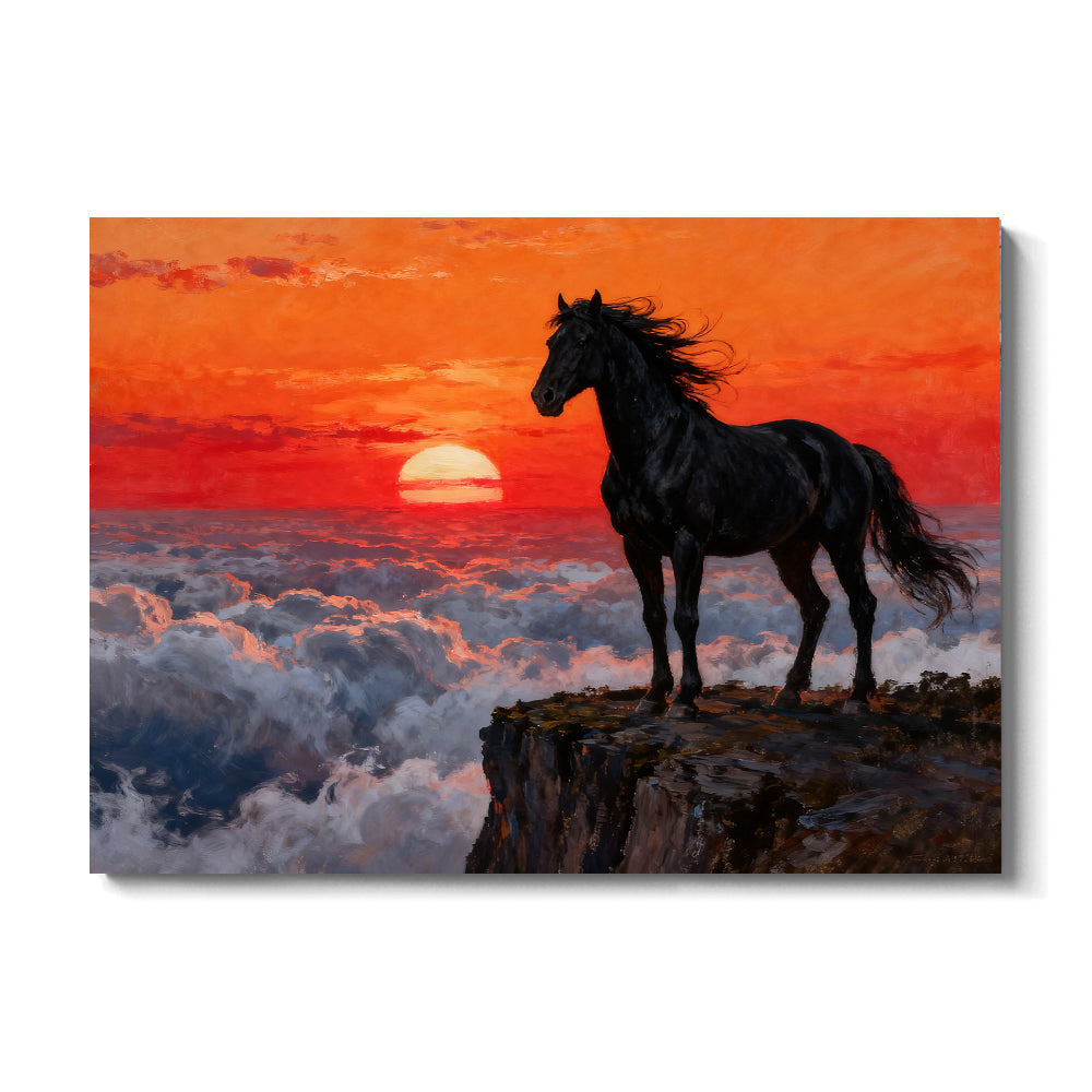 Above the Clouds horse wall art, front view on a white background.