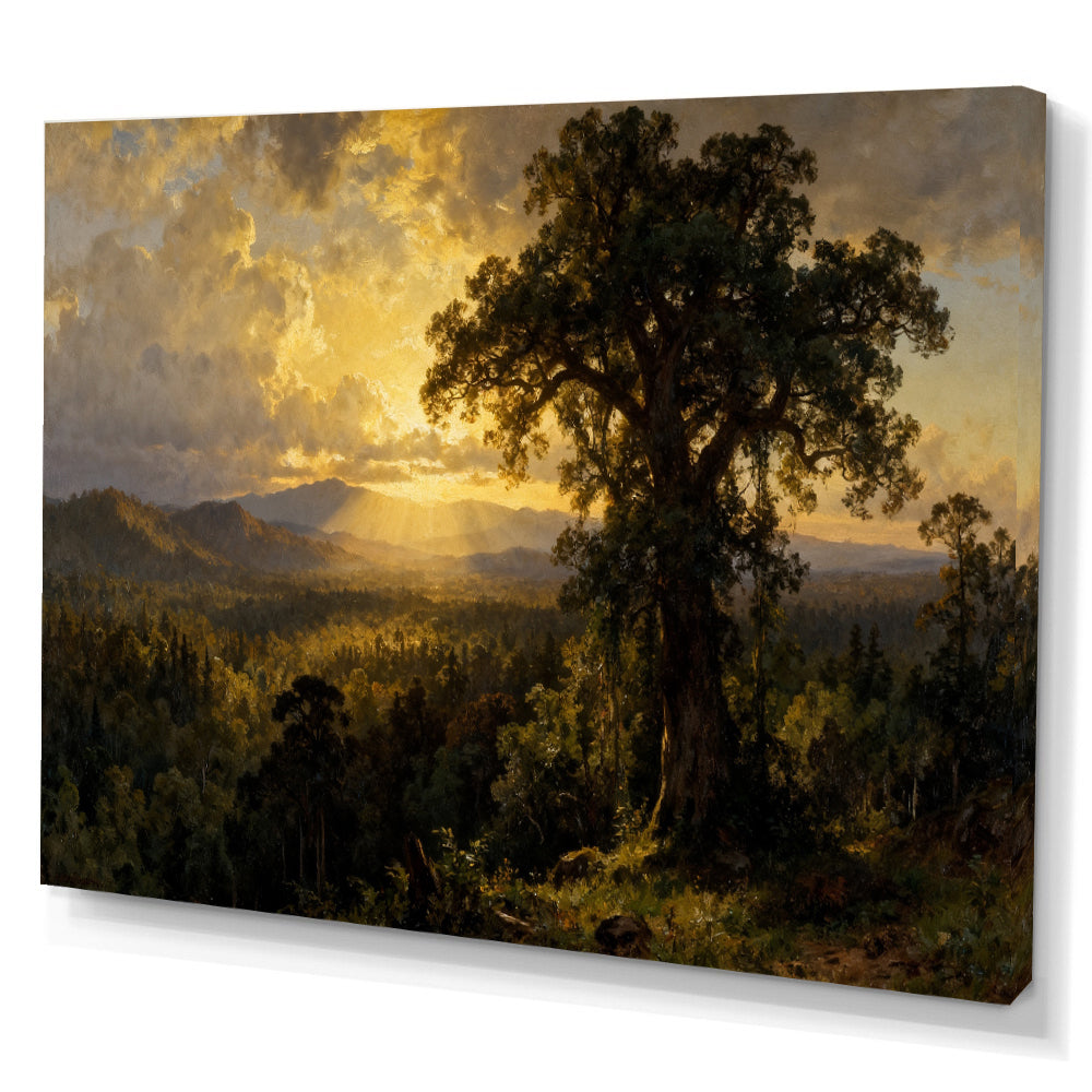 Golden Evening Oak canvas wall art, angled canvas mockup on a white background.