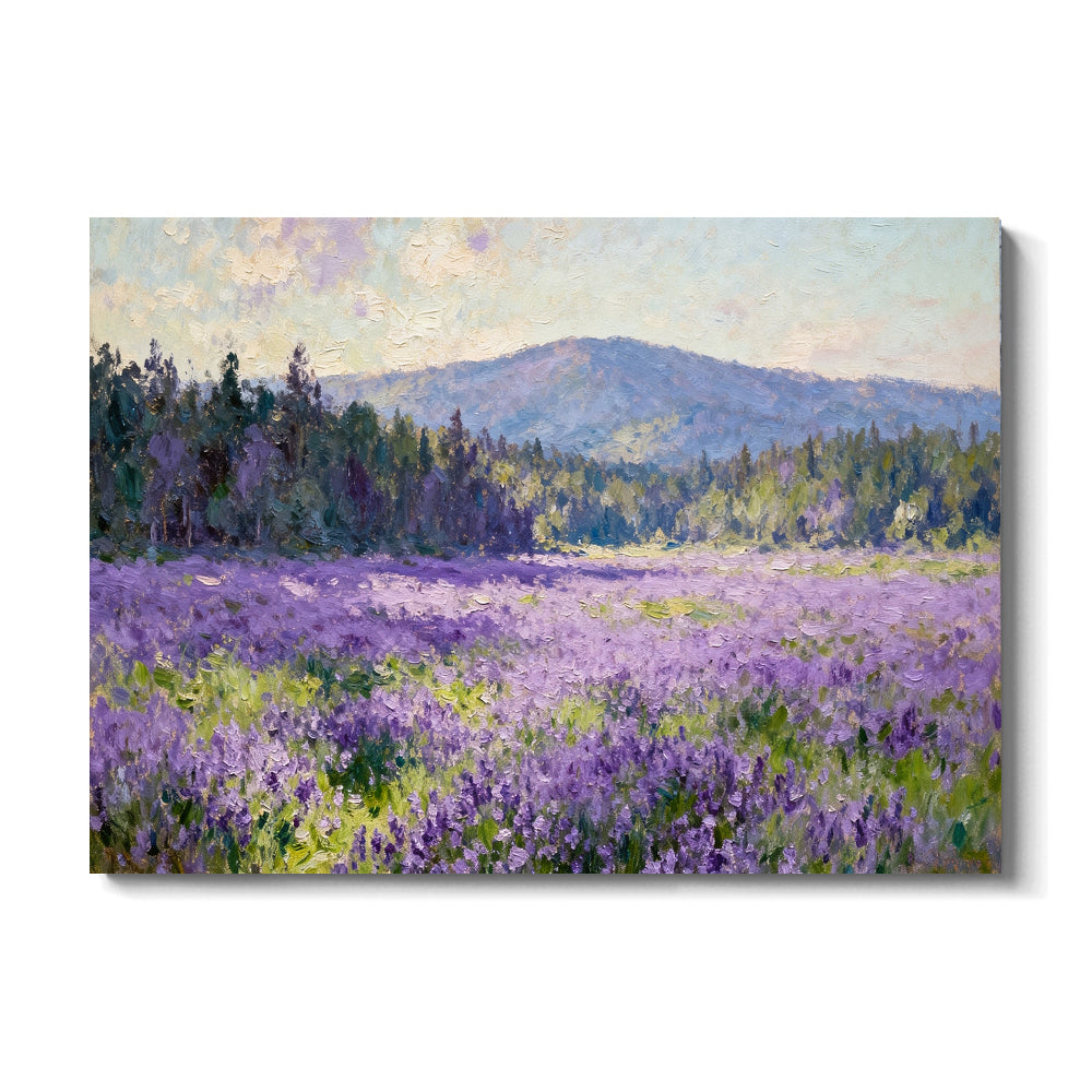 Violet Meadow Hills canvas wall art, front view on a white background.