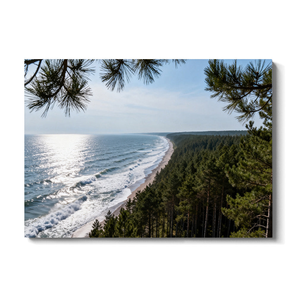 Pine Coast Vista canvas wall art, front view on a white background.