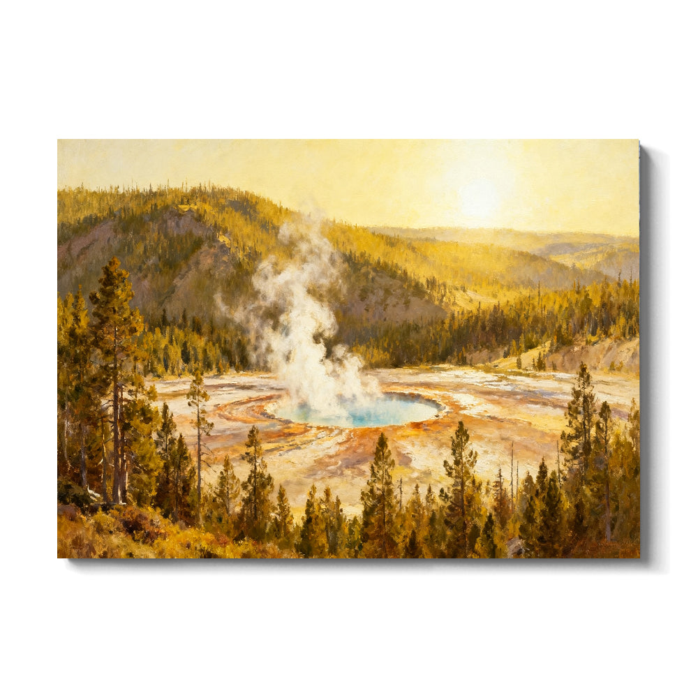Golden Hot Spring canvas wall art, front view on a white background.