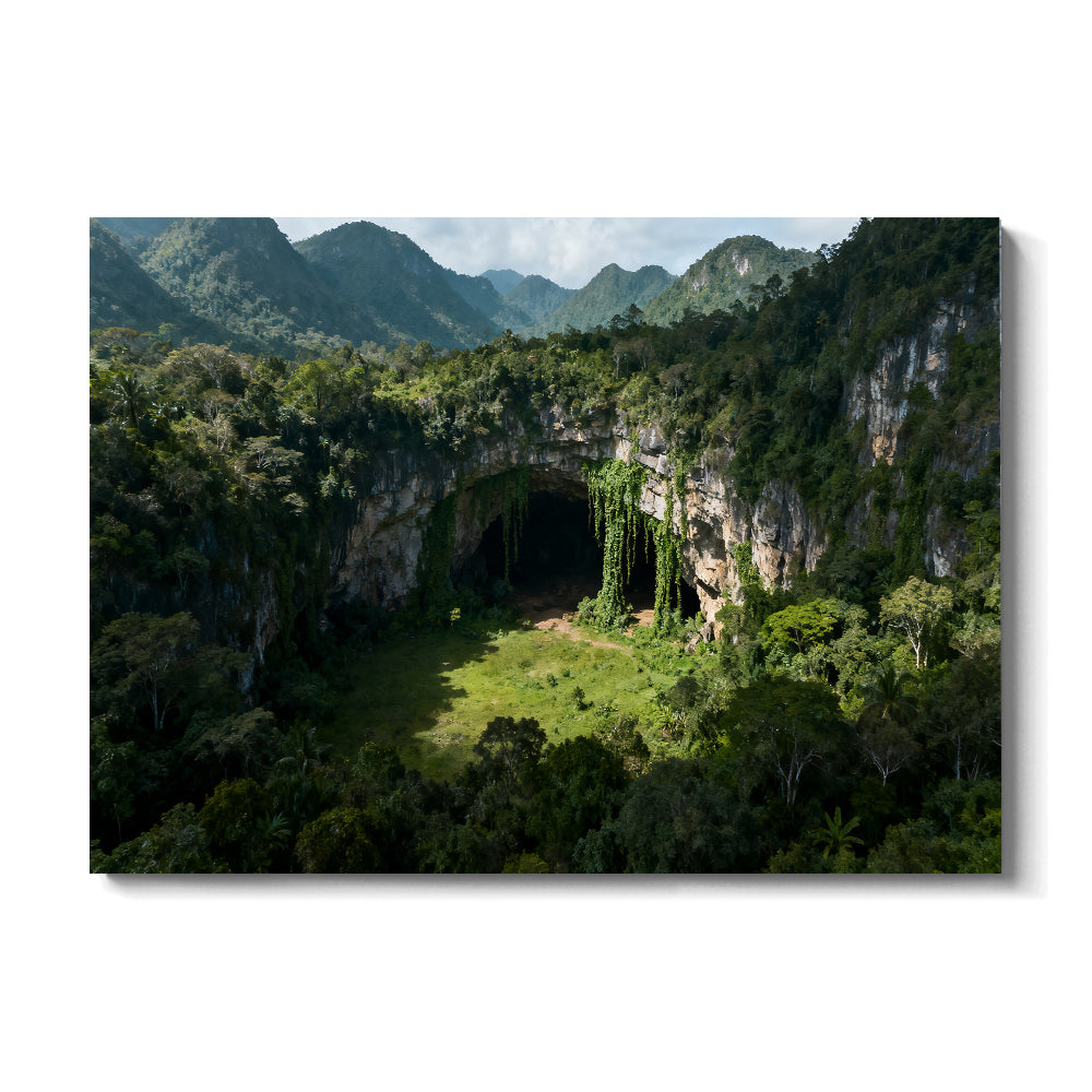 Hidden Forest Cavern canvas wall art, front view on a white background.