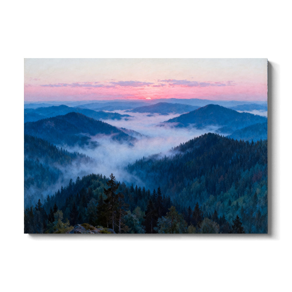 Rose Dawn Ridges canvas wall art, front view on a white background.
