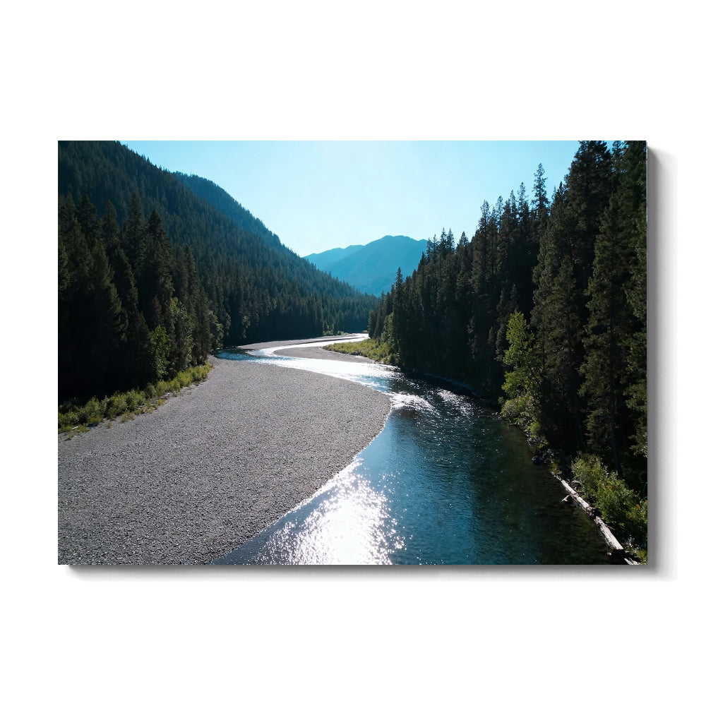 Silver River Passage canvas wall art, front view on a white background.