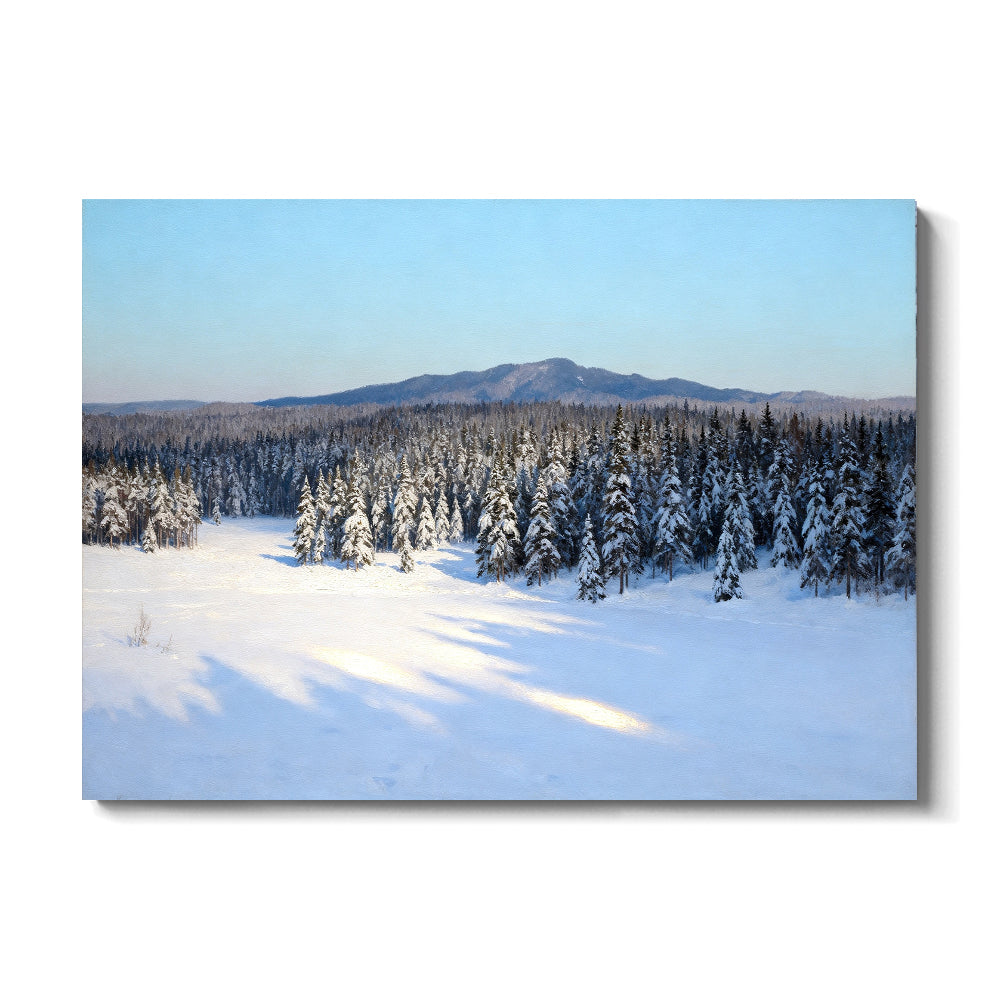 Winter Woodland Quiet canvas wall art, front view on a white background.