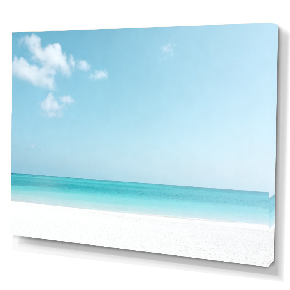 Pale Turquoise Horizon canvas wall art, angled canvas mockup on a white background.