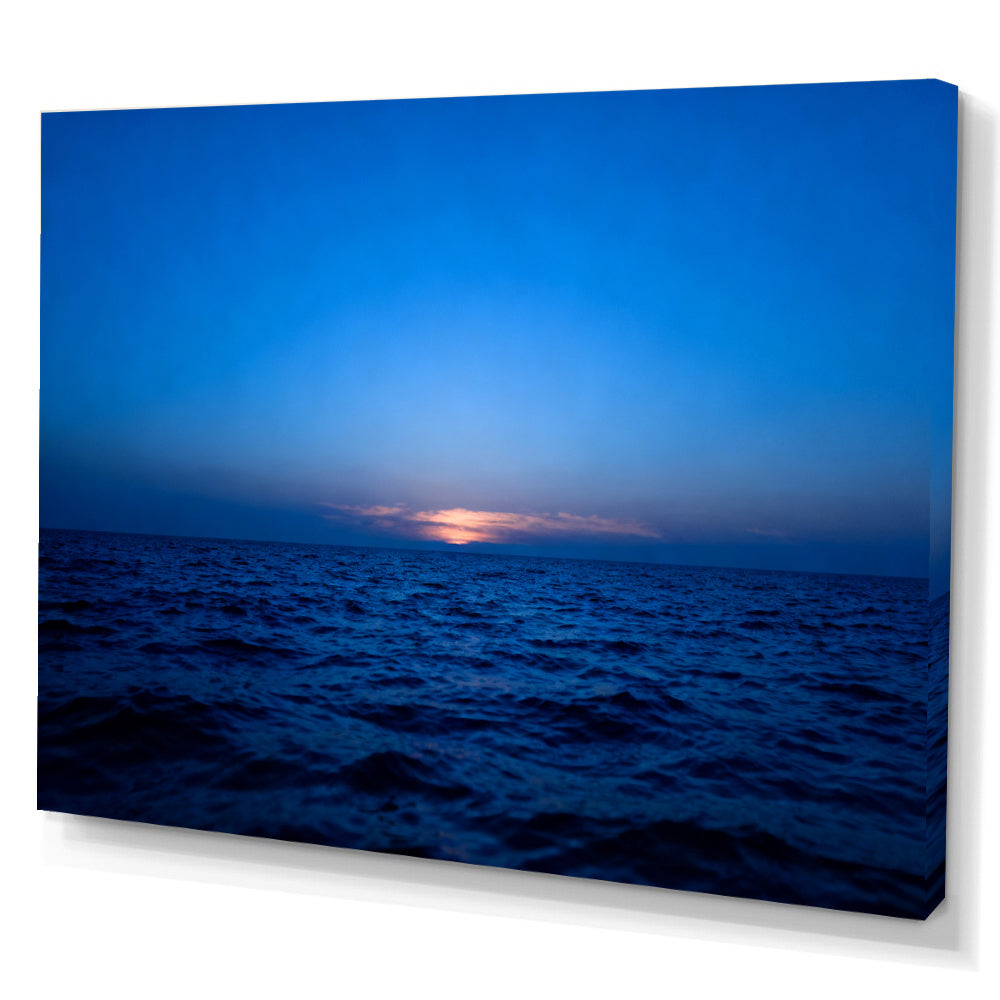 Last Light at Sea canvas wall art, angled canvas mockup on a white background.