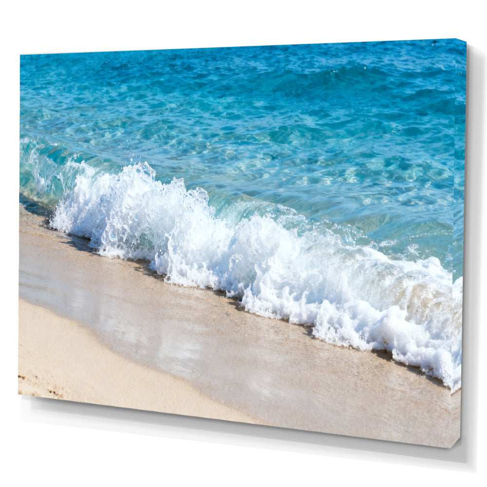 Foam on Pale Sand canvas wall art, angled canvas mockup on a white background.