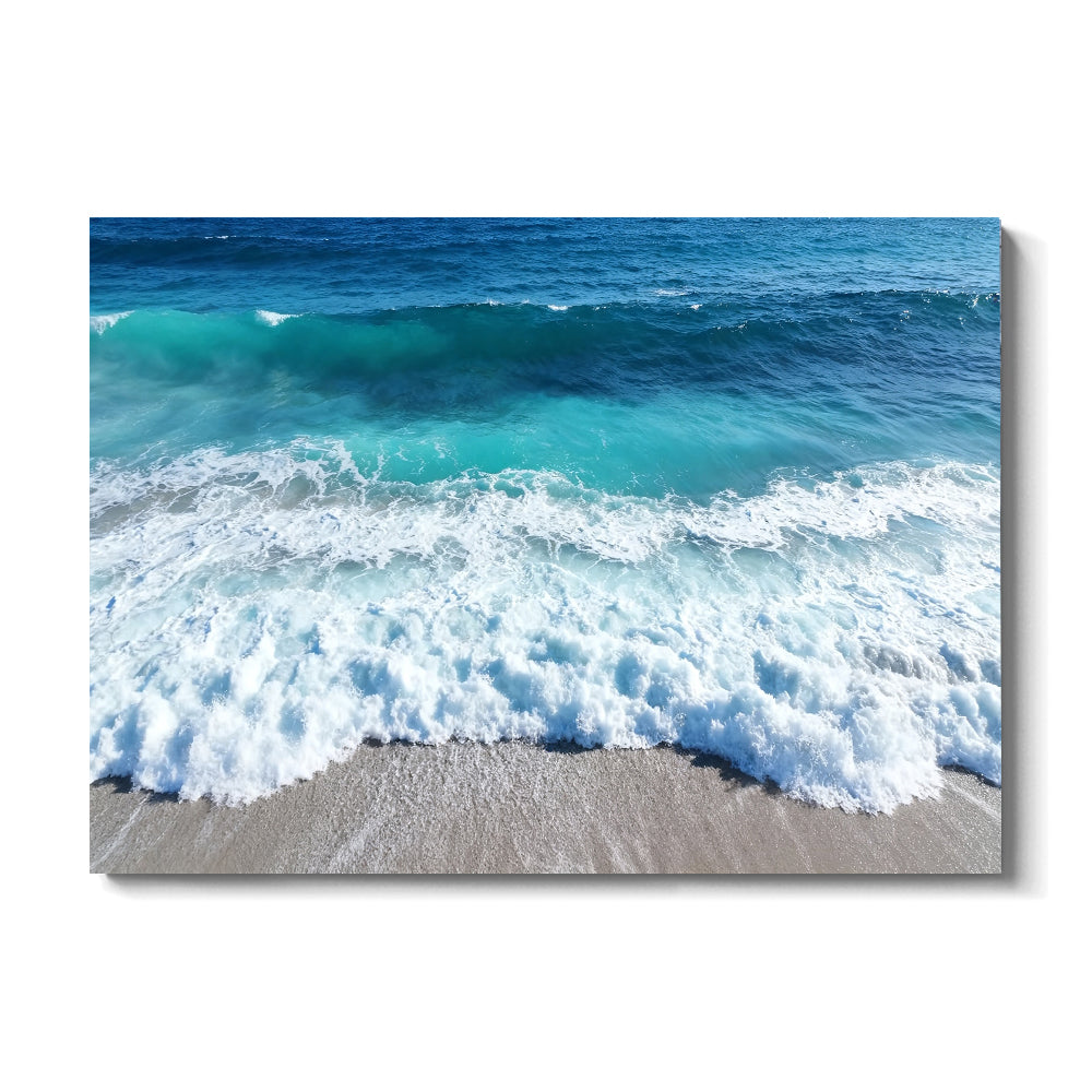 Rolling Teal Surf canvas wall art, front view on a white background.