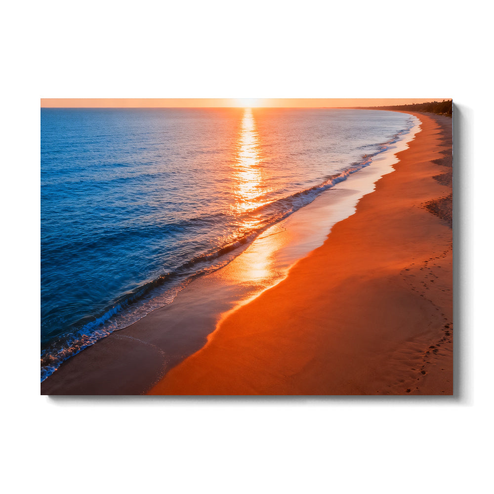 Amber Shoreline Glow canvas wall art, front view on a white background.