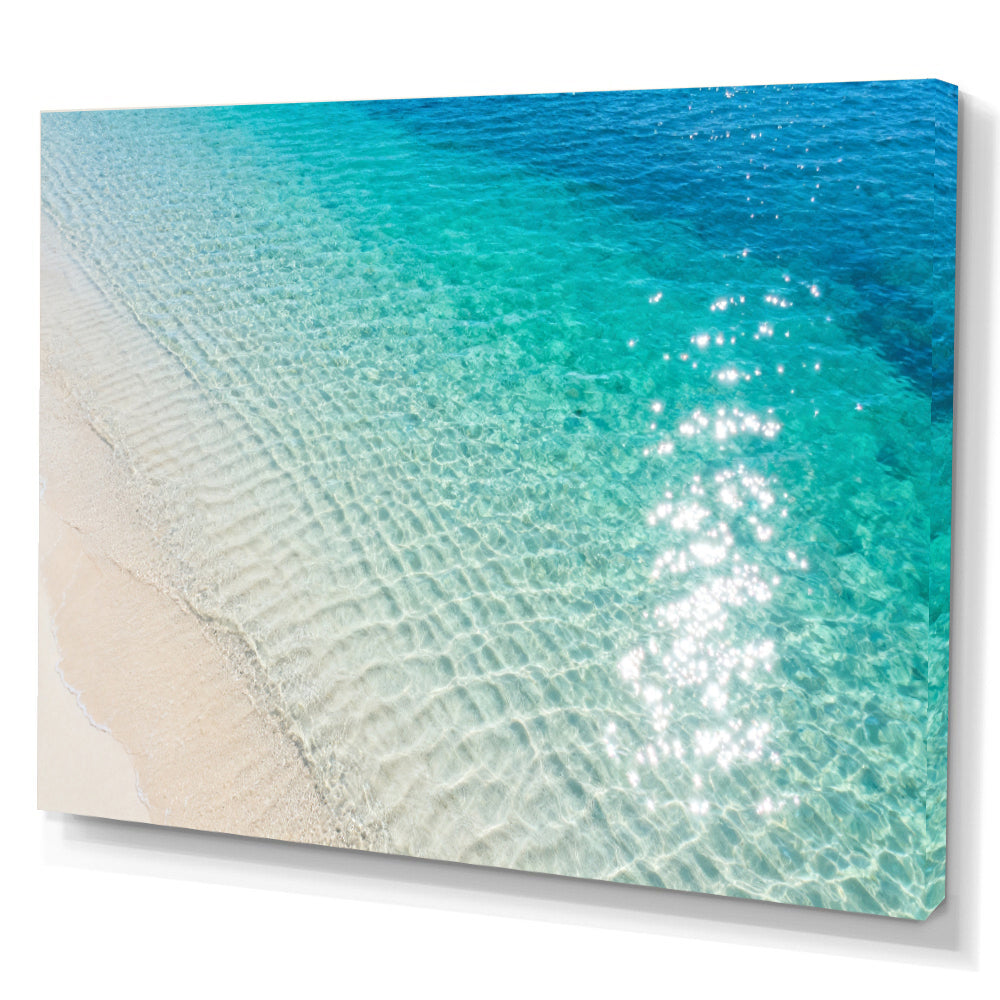 Sunlit Shallow Ripples canvas wall art, angled canvas mockup on a white background.
