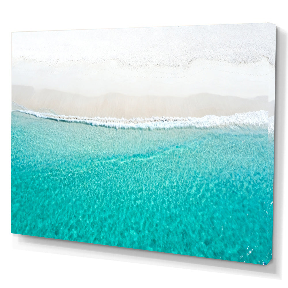 White Sand Waterline canvas wall art, angled canvas mockup on a white background.