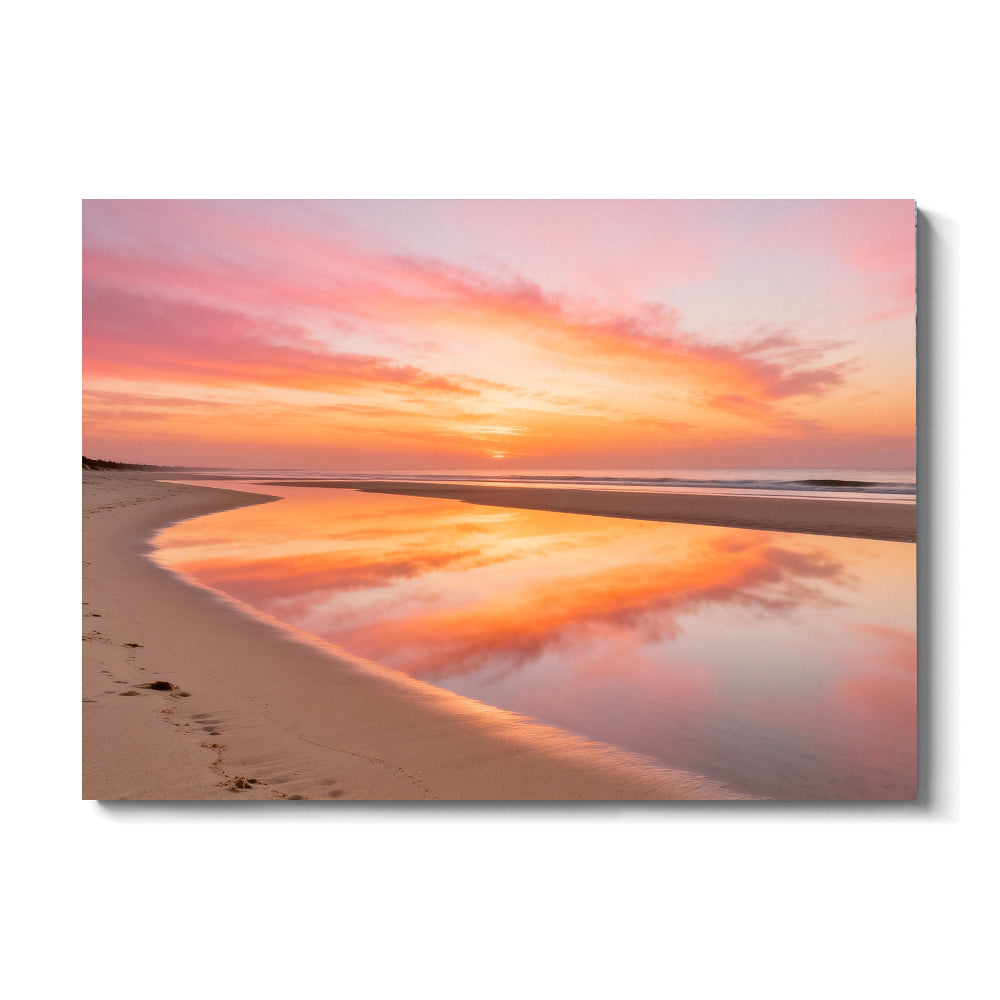 Peach Sky Reflection canvas wall art, front view on a white background.