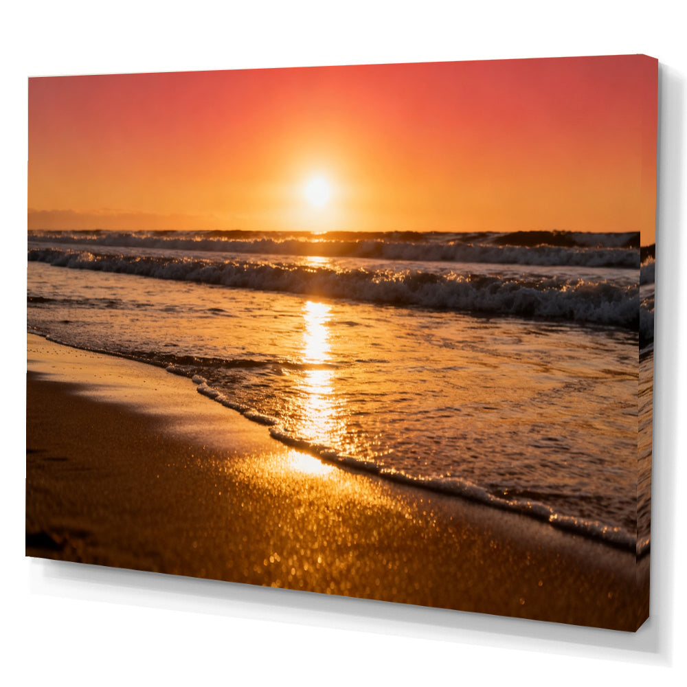 Golden Surf Reflection canvas wall art, angled canvas mockup on a white background.
