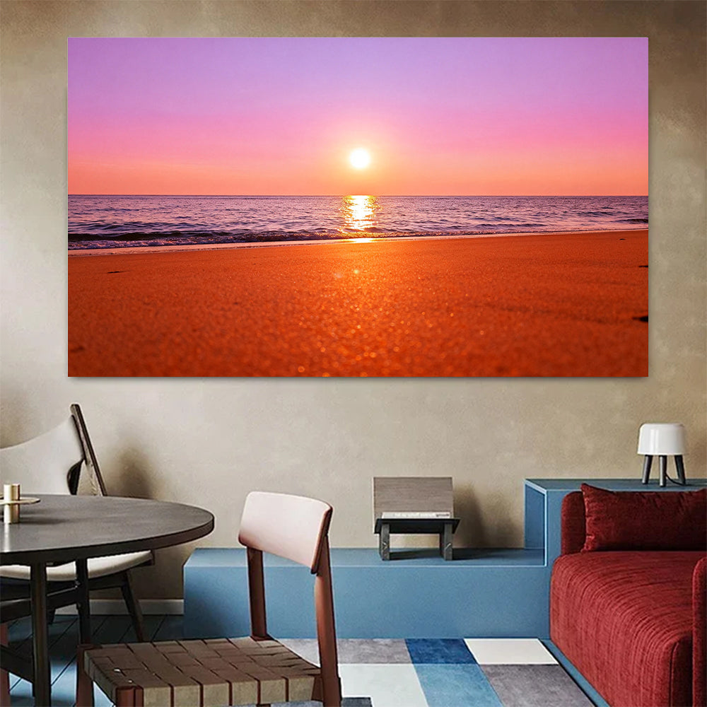 Rose Gold Sea canvas wall art, colorful room mockup.