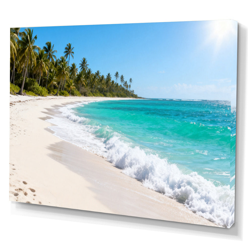 Palm Coast Breeze canvas wall art, angled canvas mockup on a white background.