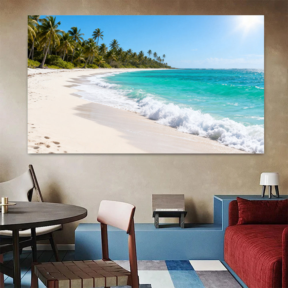 Palm Coast Breeze canvas wall art, colorful room mockup.